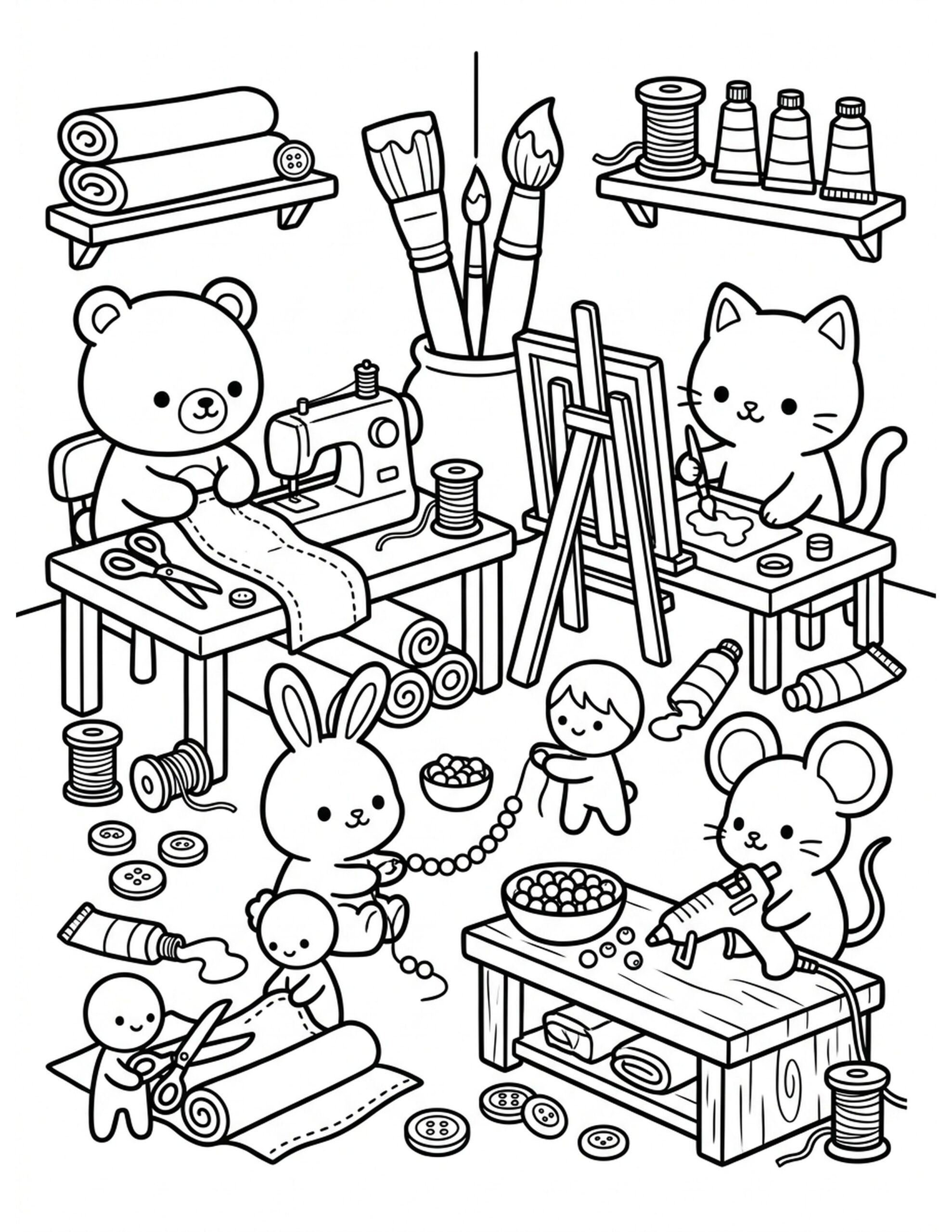 DIY Crafting Station Coloring Page