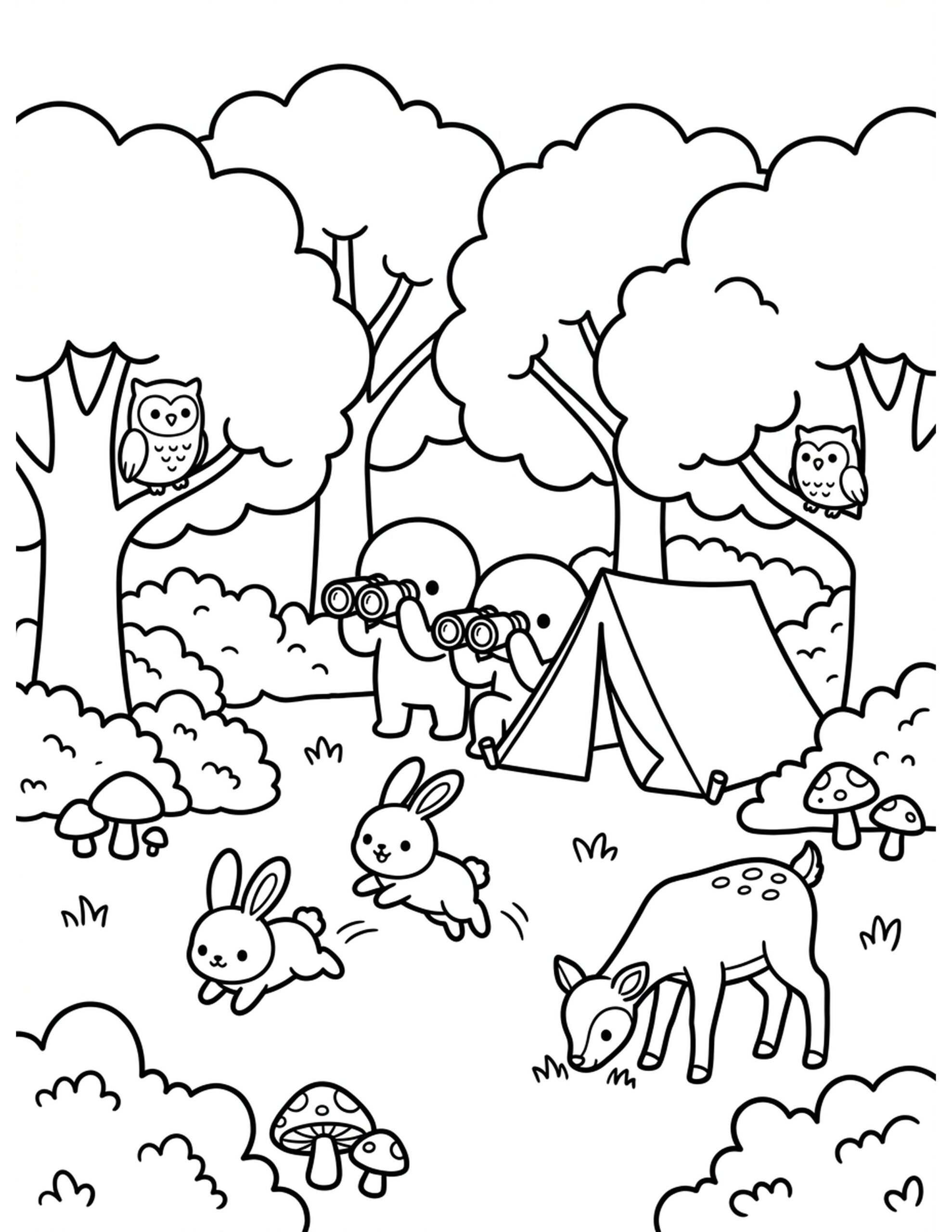 Wildlife Spotting Coloring Page