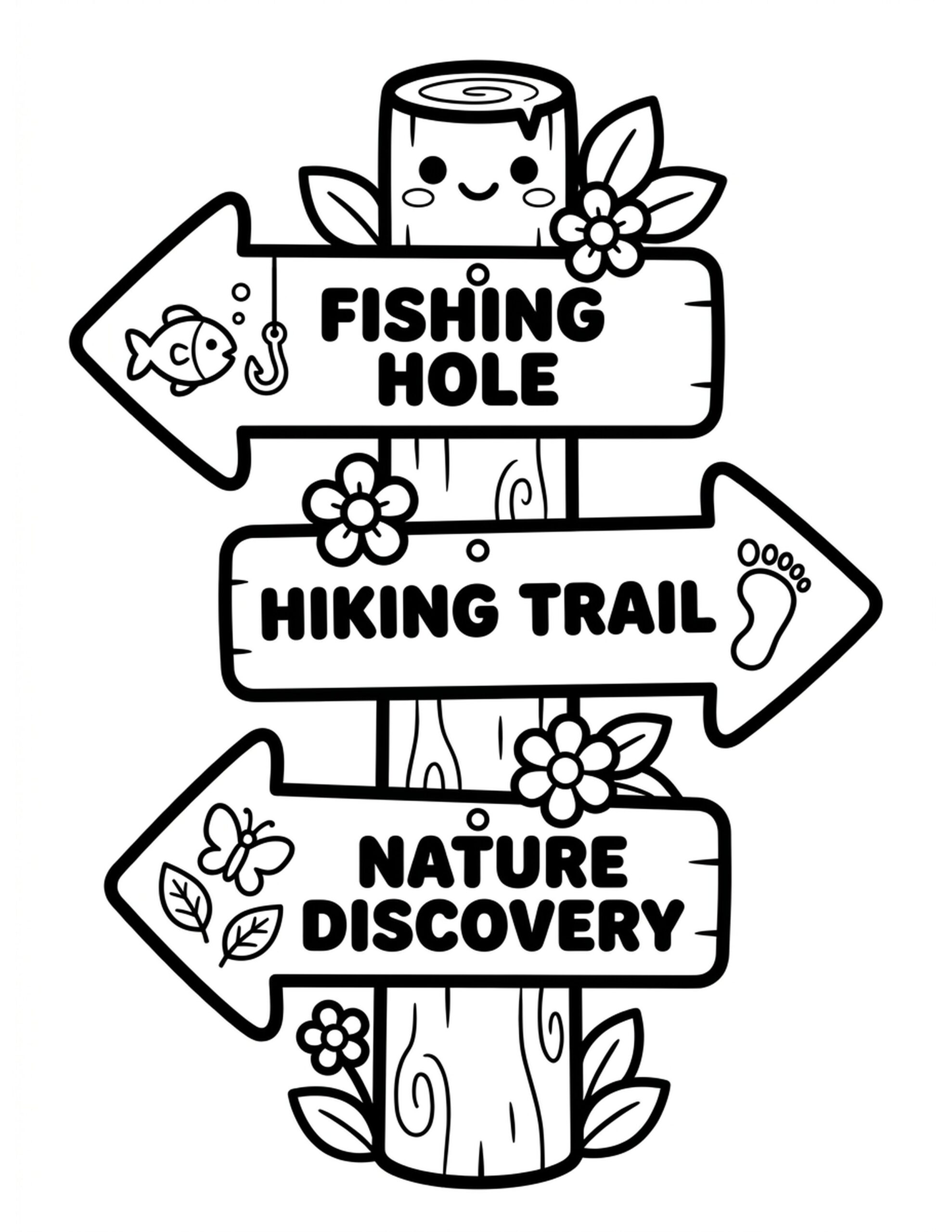 Forest Trail Sign Coloring Page