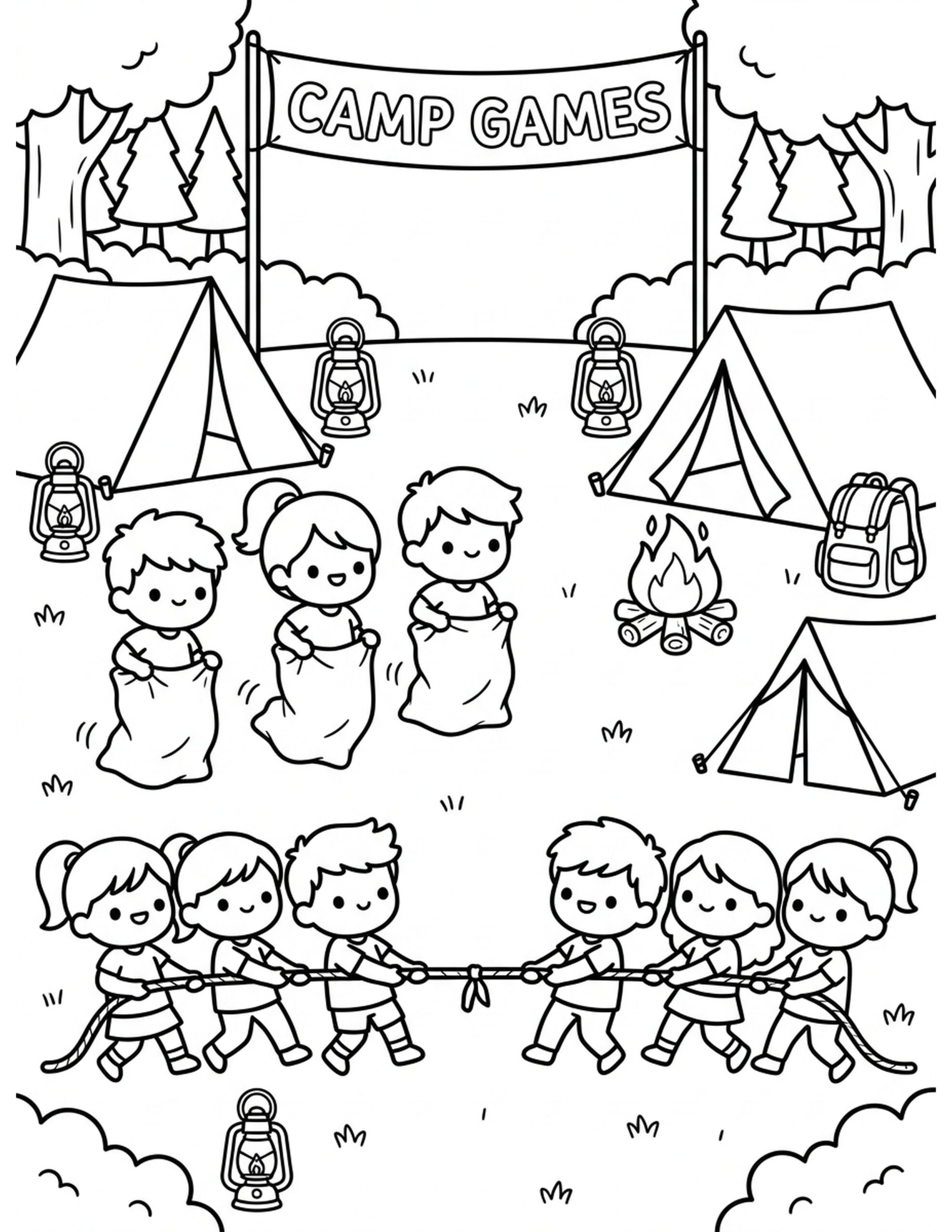 Camp Games Coloring Page