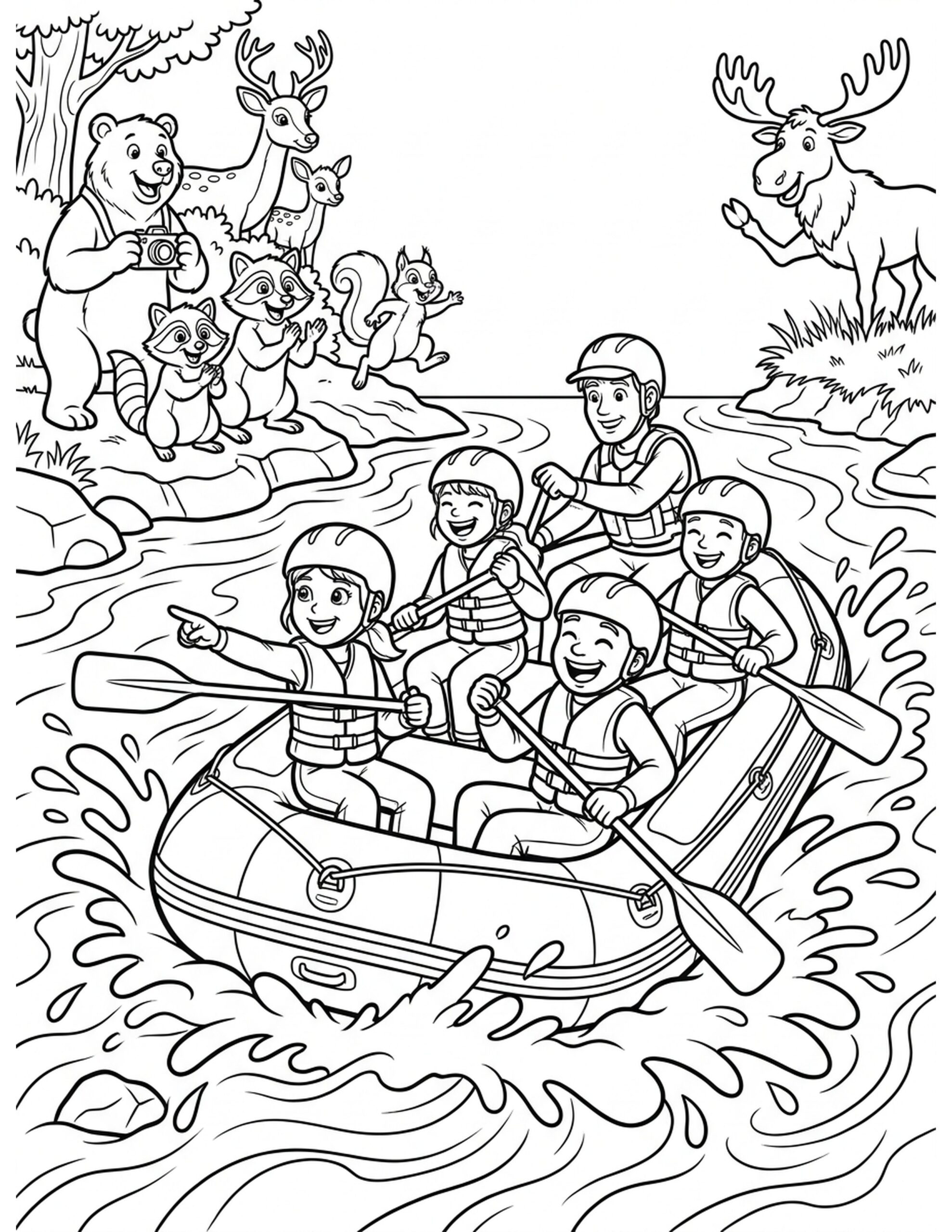 Rafting Fun Coloring Page