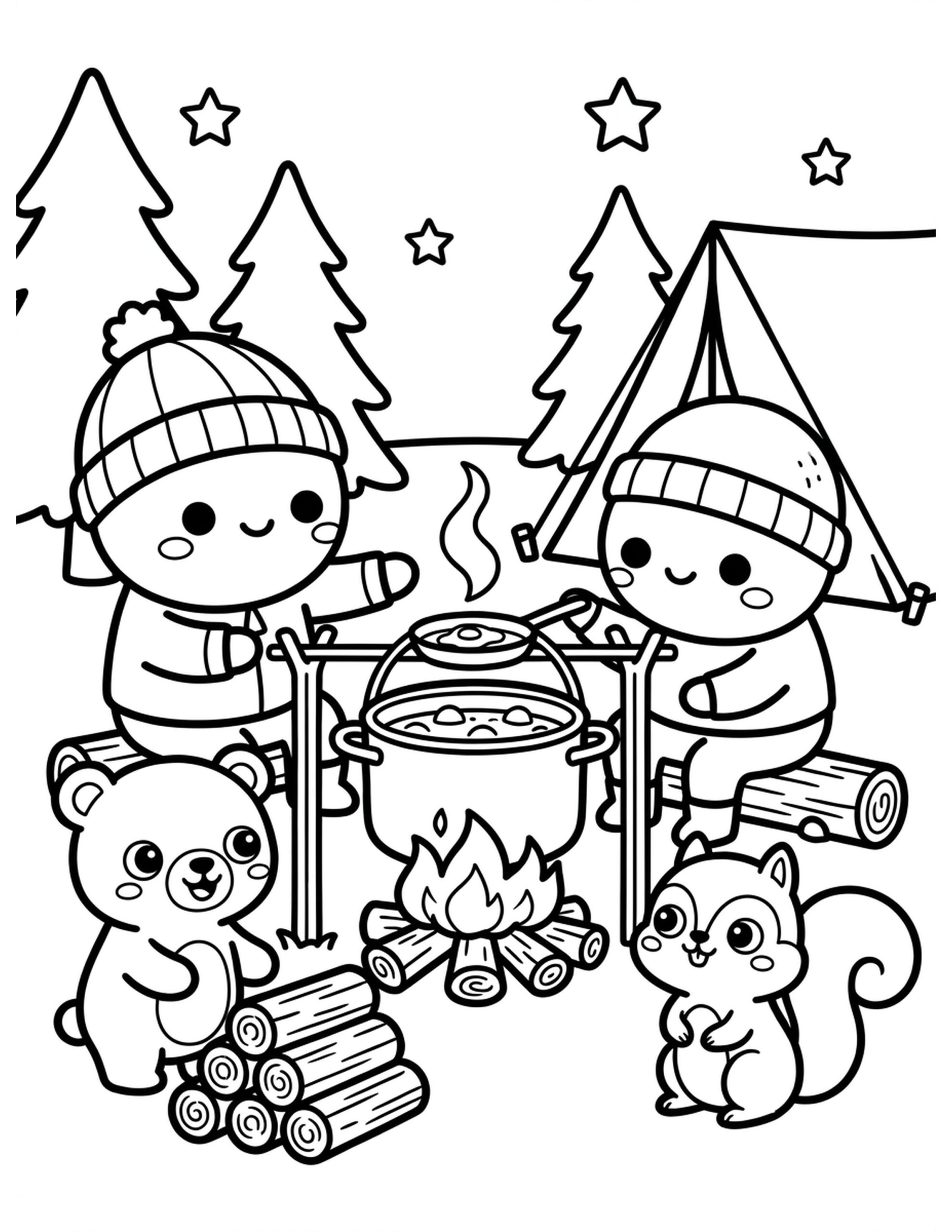 Campfire Cooking Coloring Page