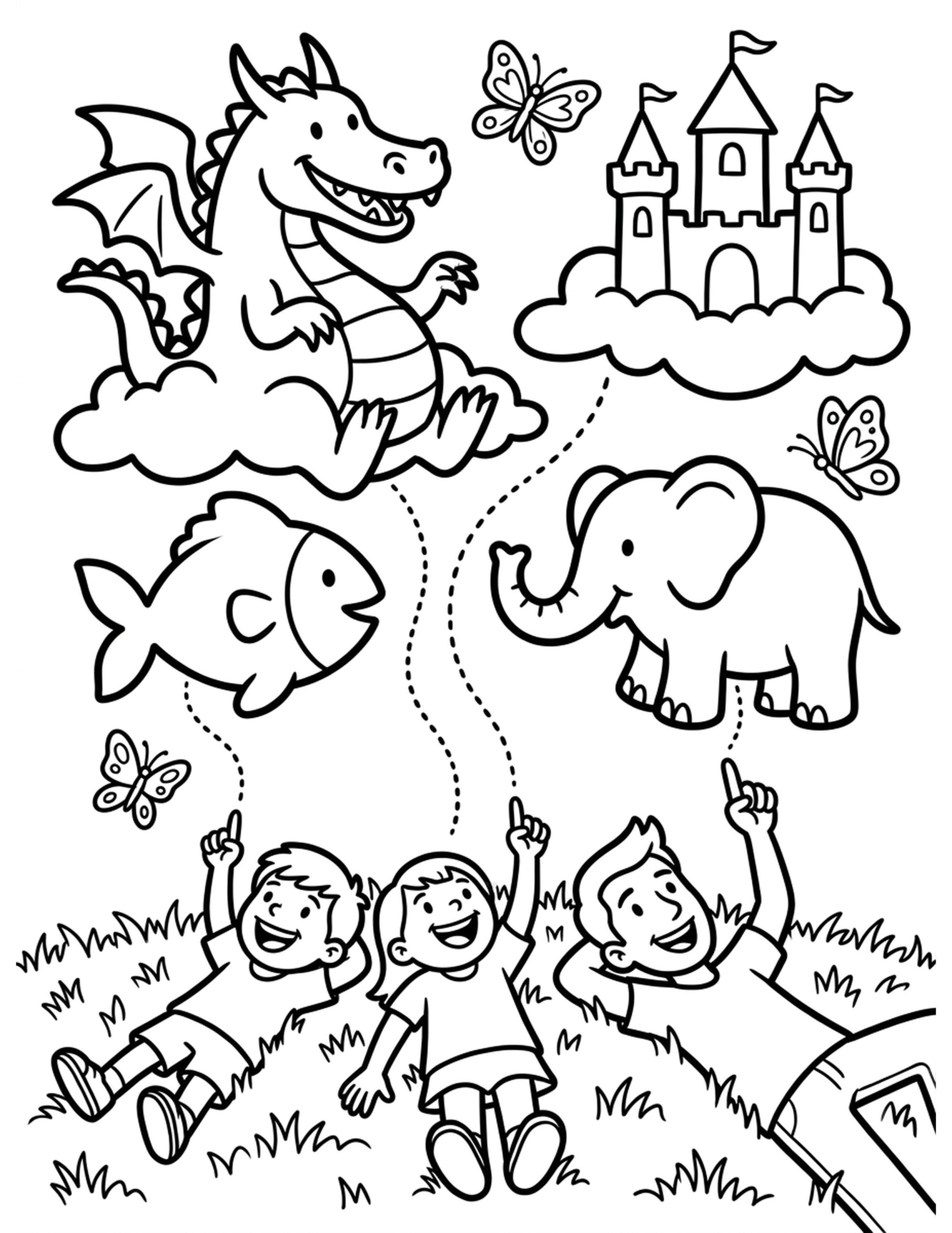 Cloud Watching Coloring Page