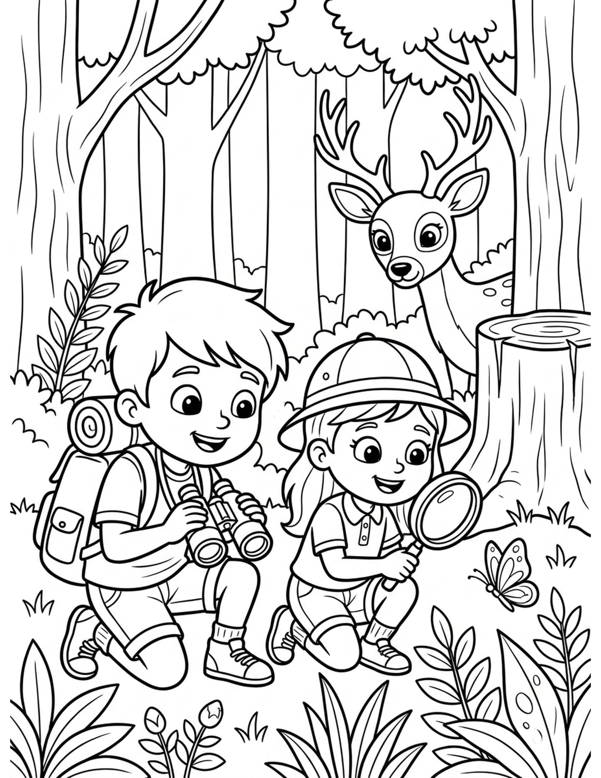 Exploring the Forest Coloring Page