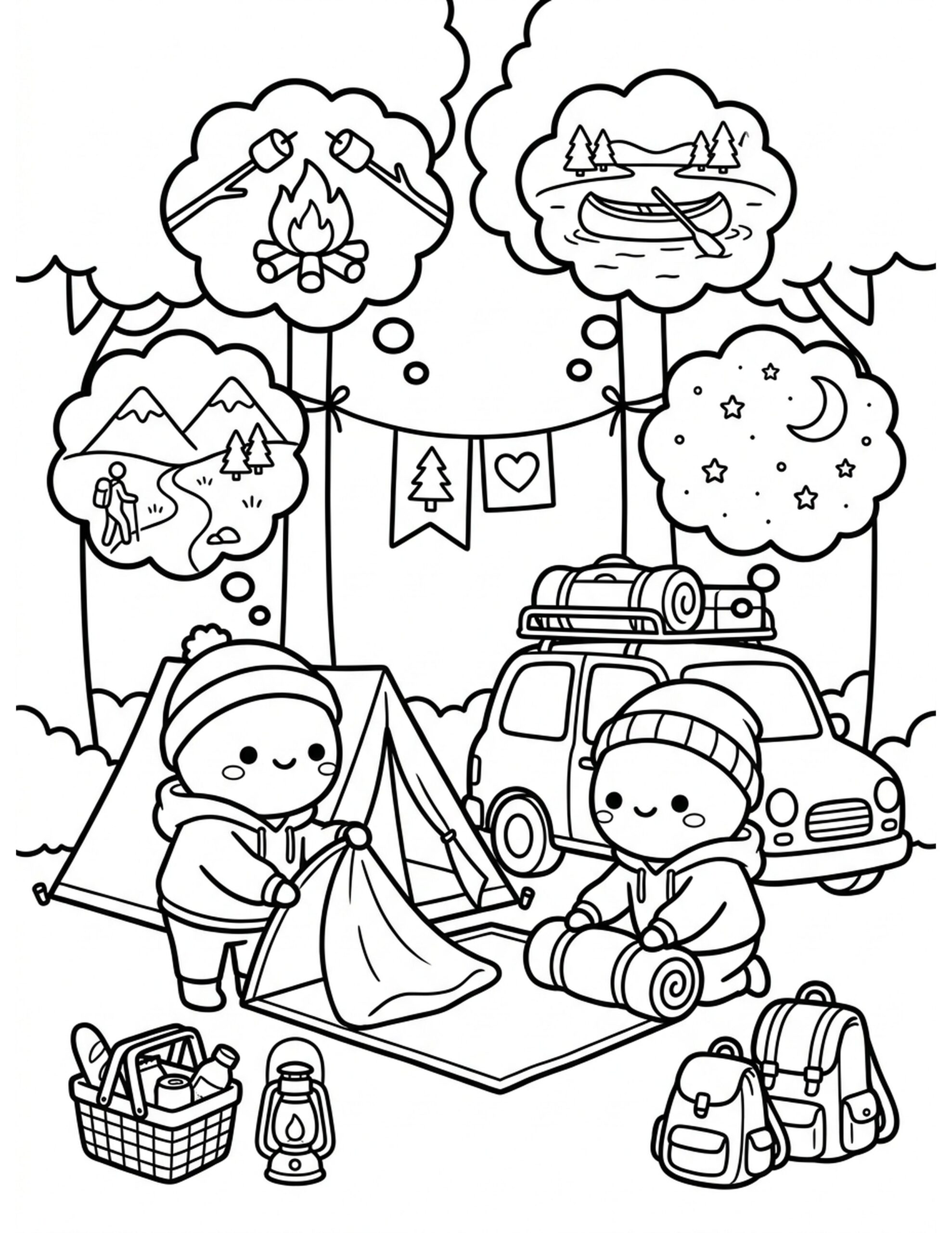 Goodbye Camping Adventure Coloring Page