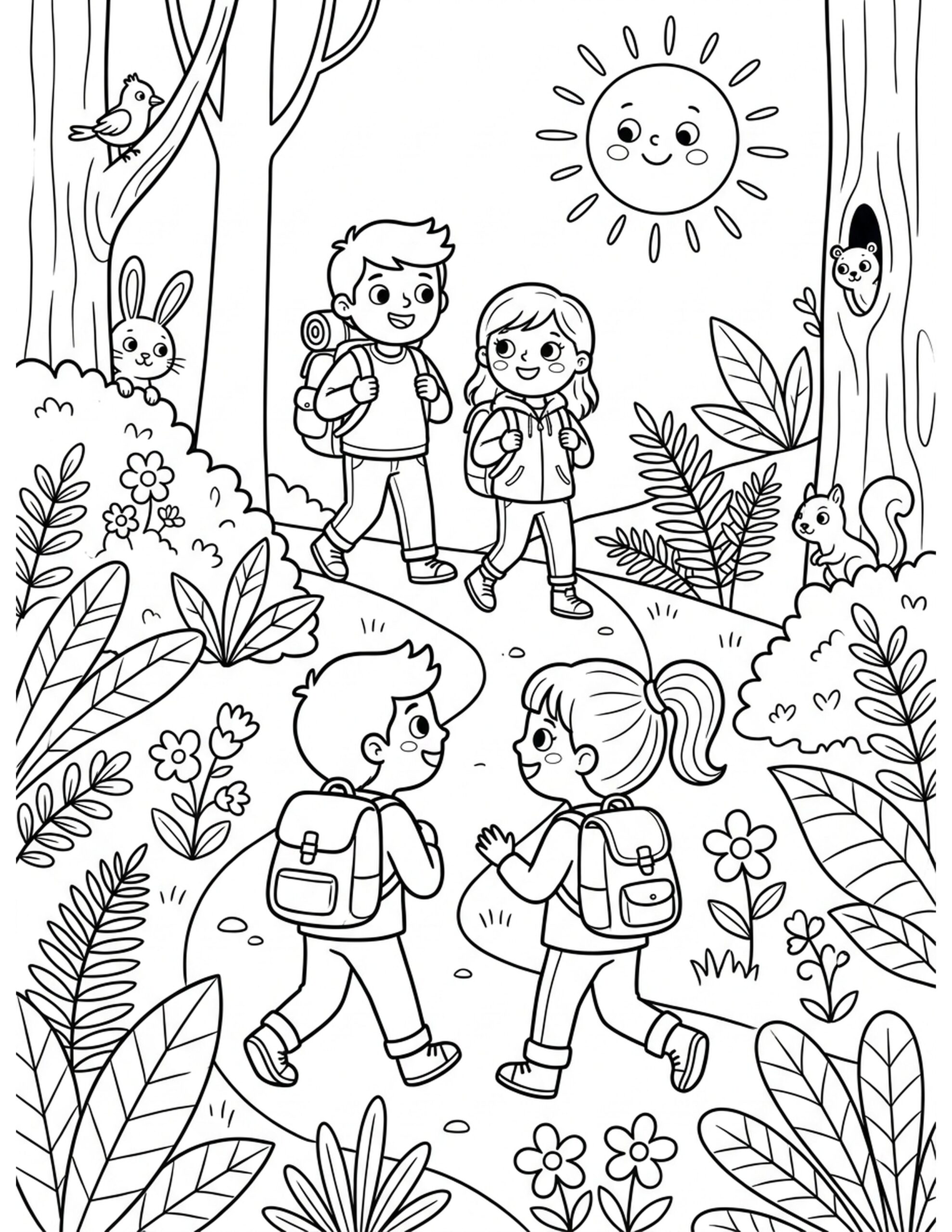 Hiking Adventure Coloring Page