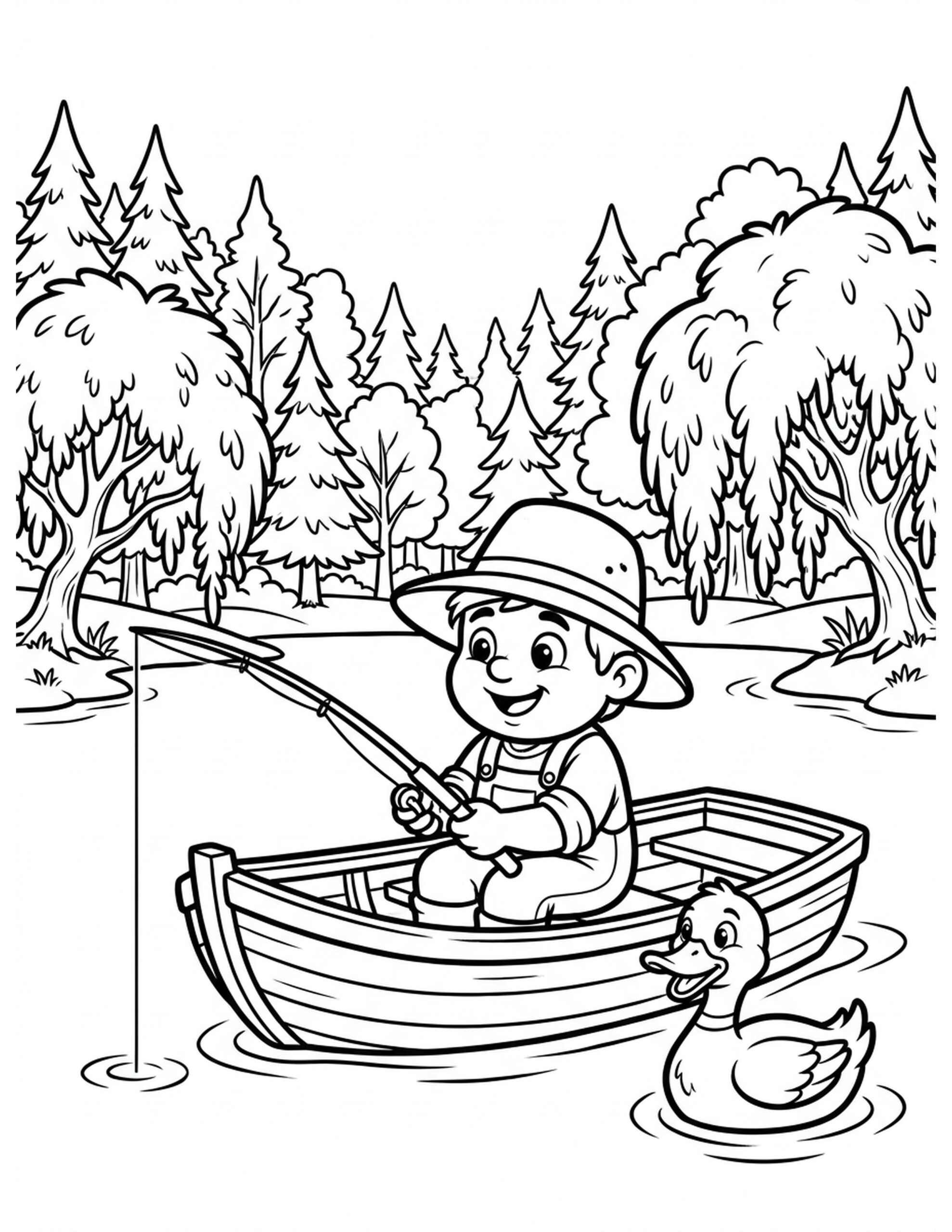Fishing at the Lake Coloring Page