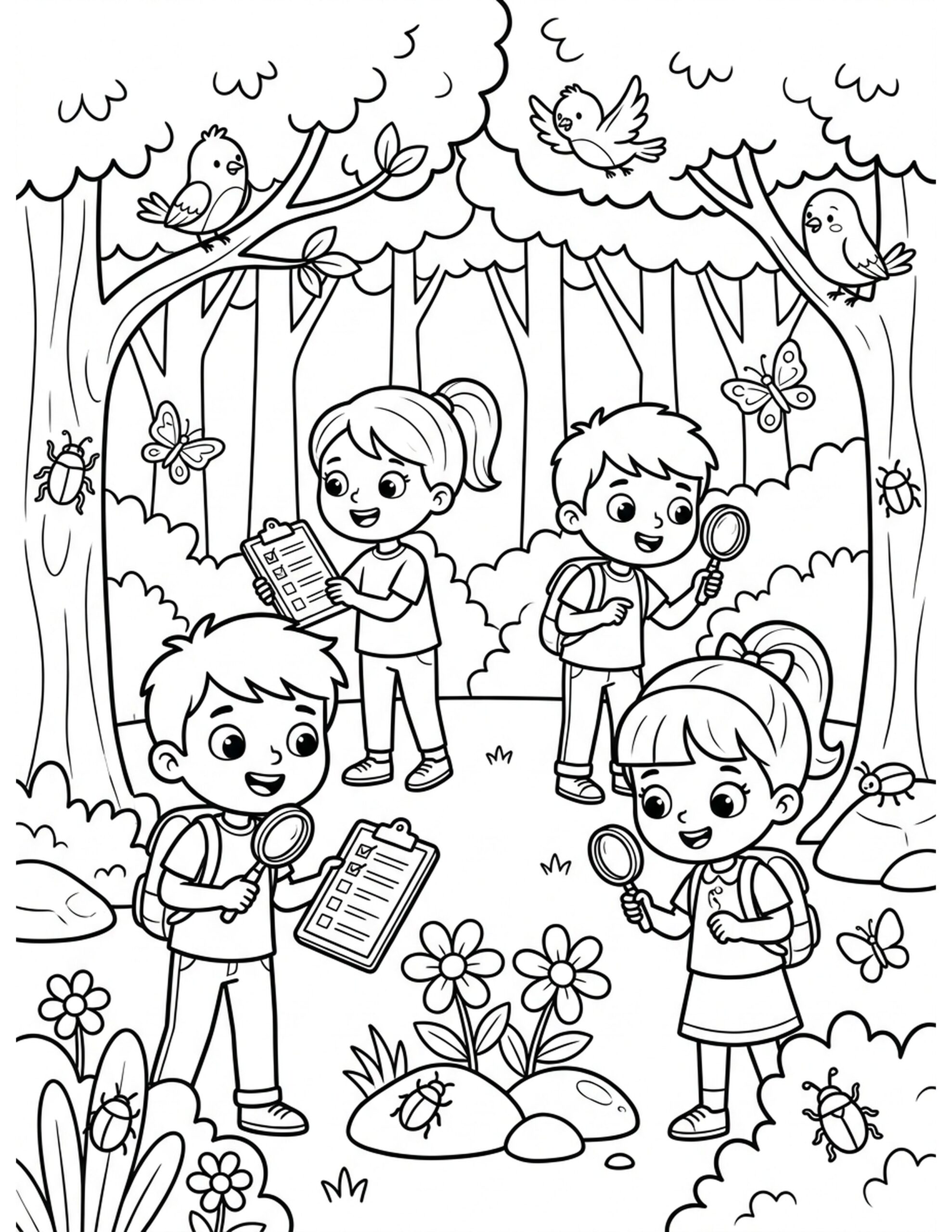 Nature Scavenger Hunt Coloring Page
