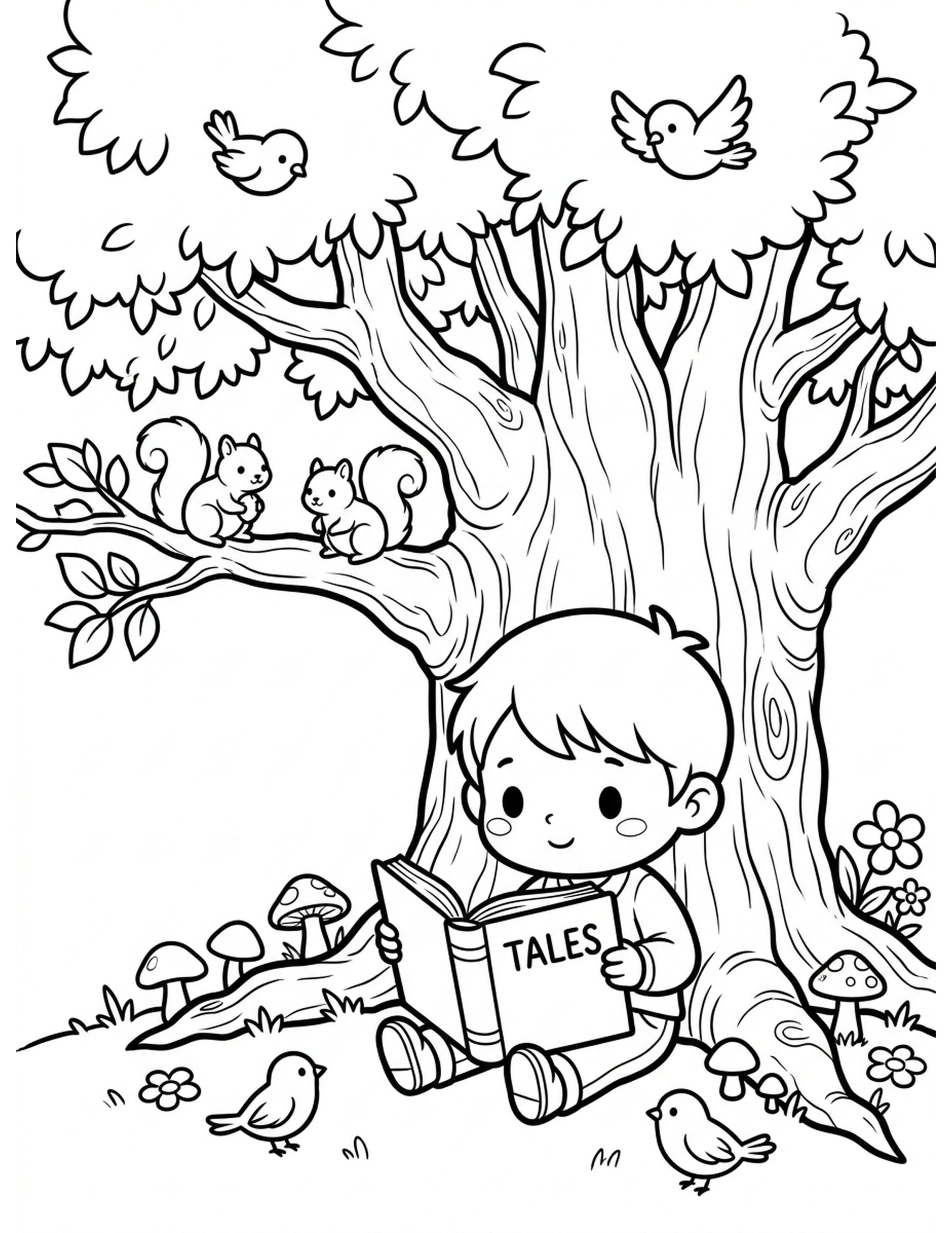 Chibi Forest Friends Coloring Page