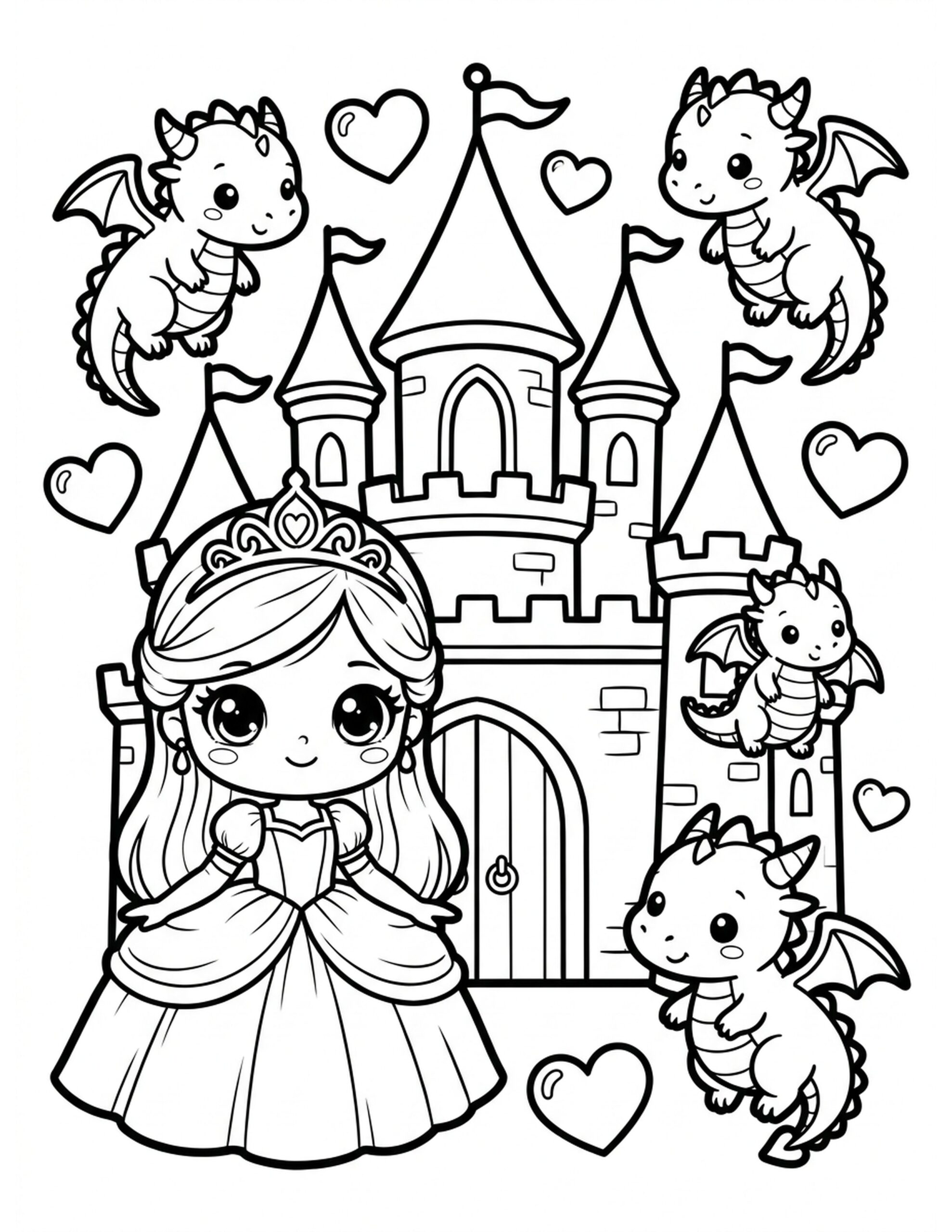 Chibi Fairy Tale Castle Coloring Page