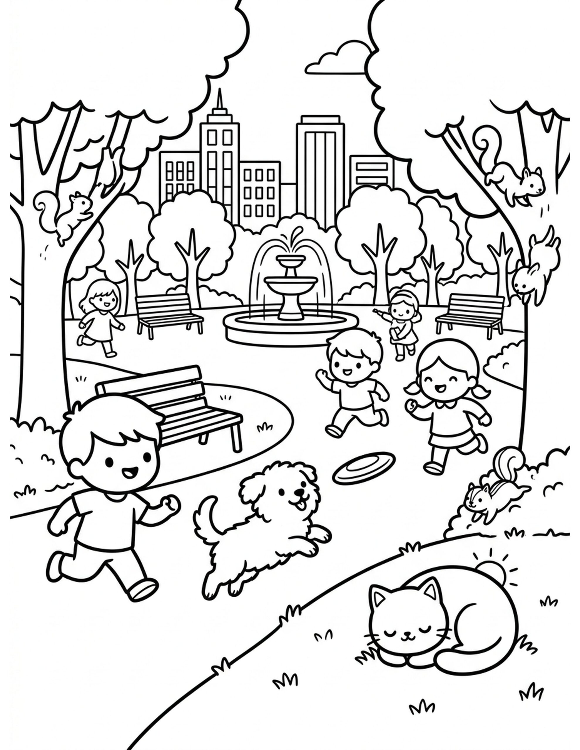 City Park Pets Coloring Page