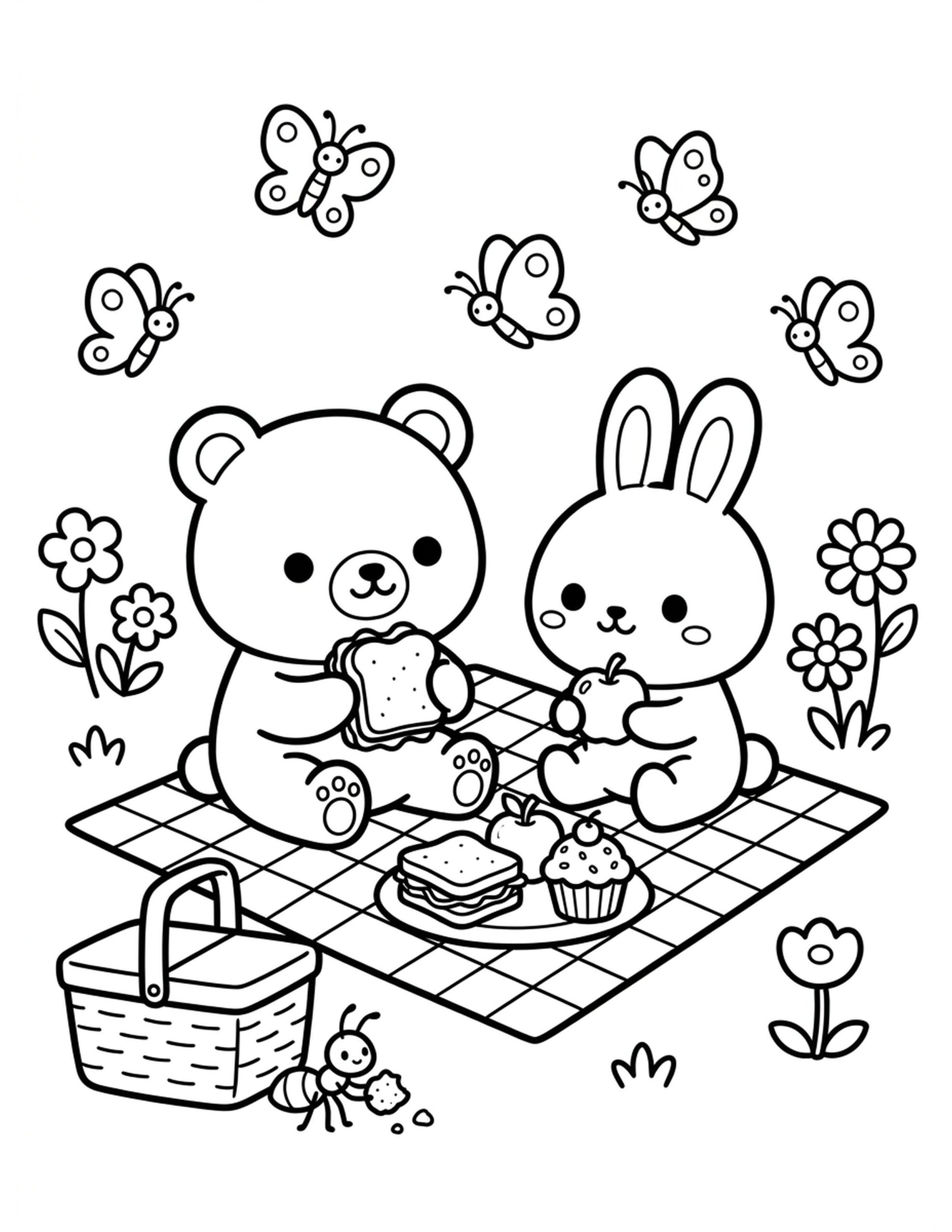 Picnic Party Animals Coloring Page