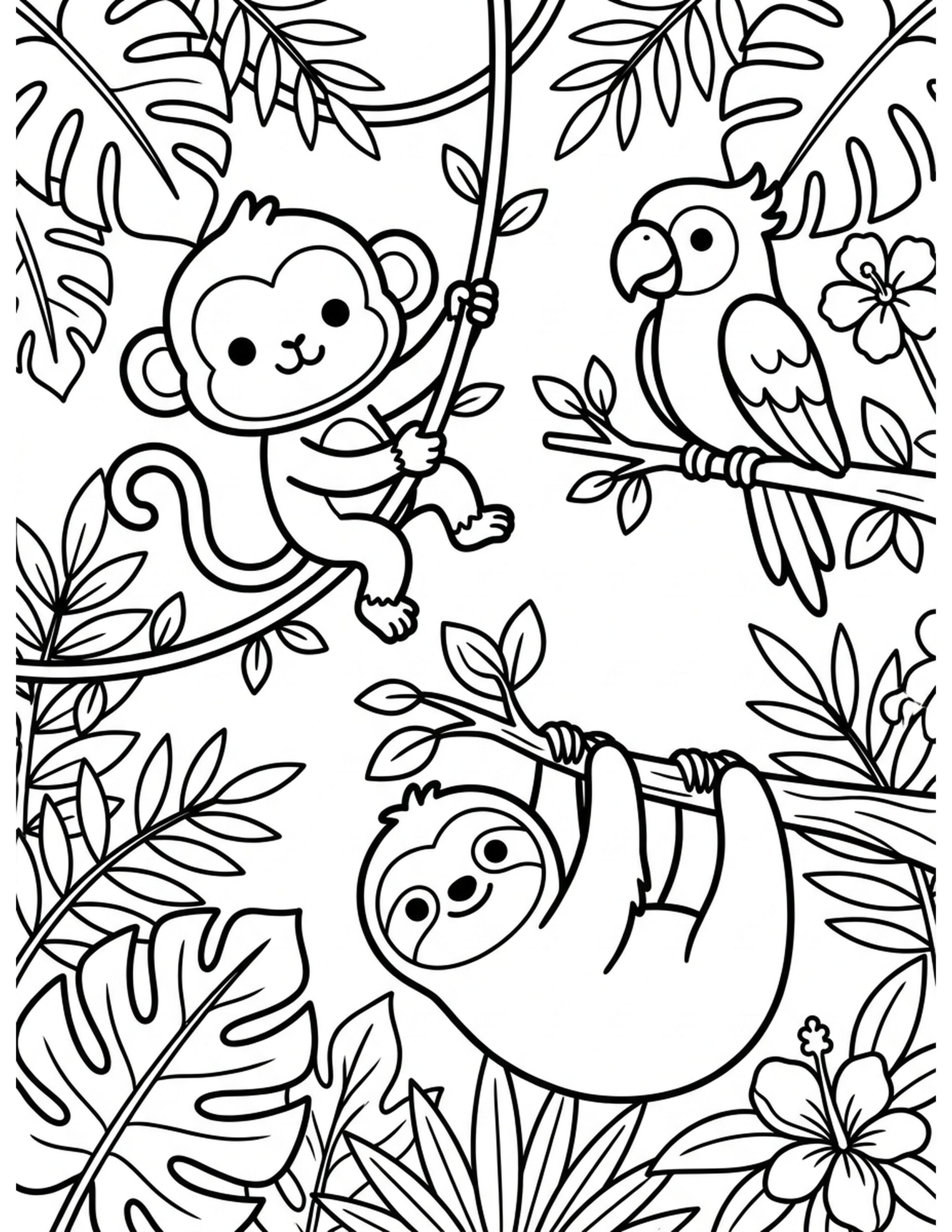Jungle Friends Coloring Page