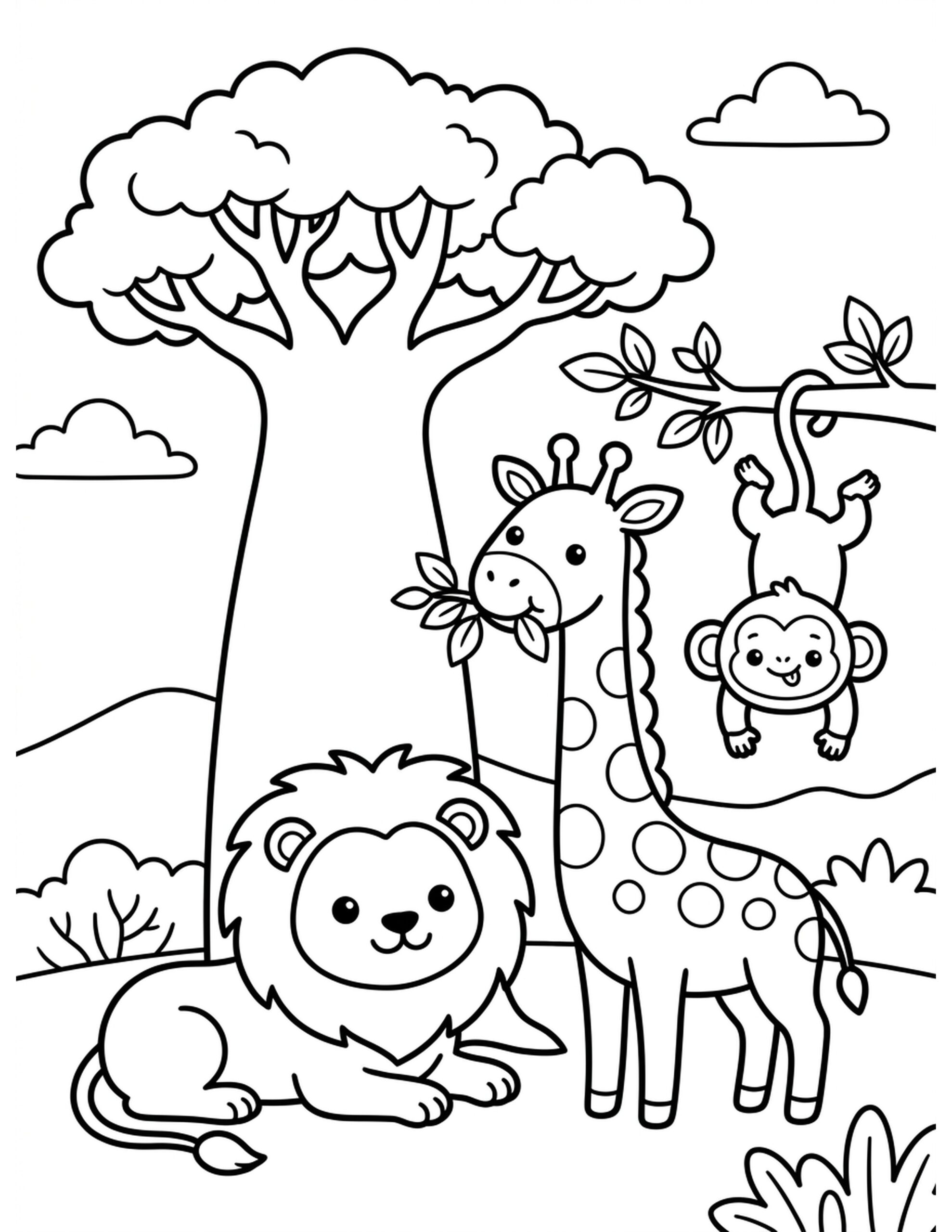 Safari Adventure Coloring Page