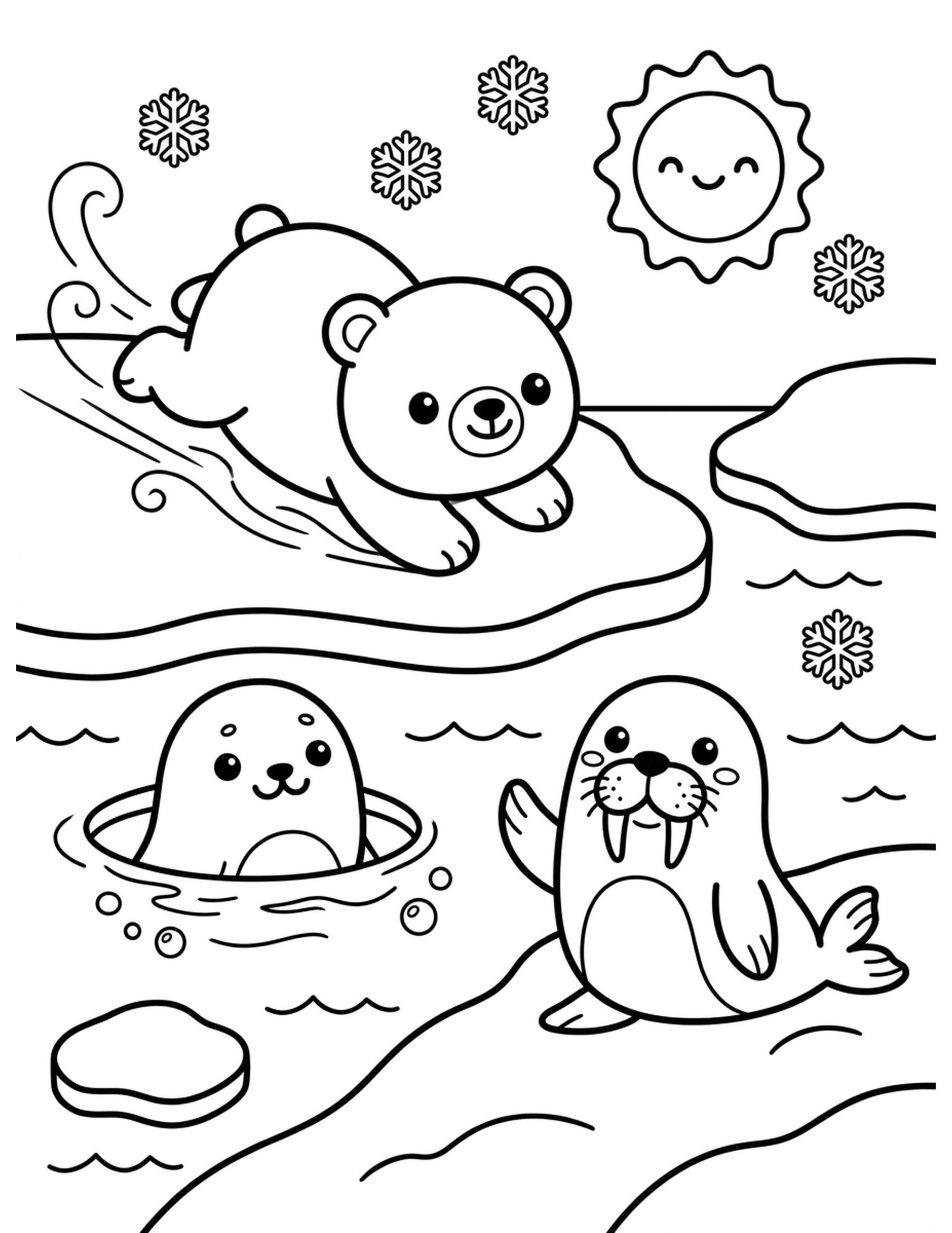 Arctic Friends Coloring Page