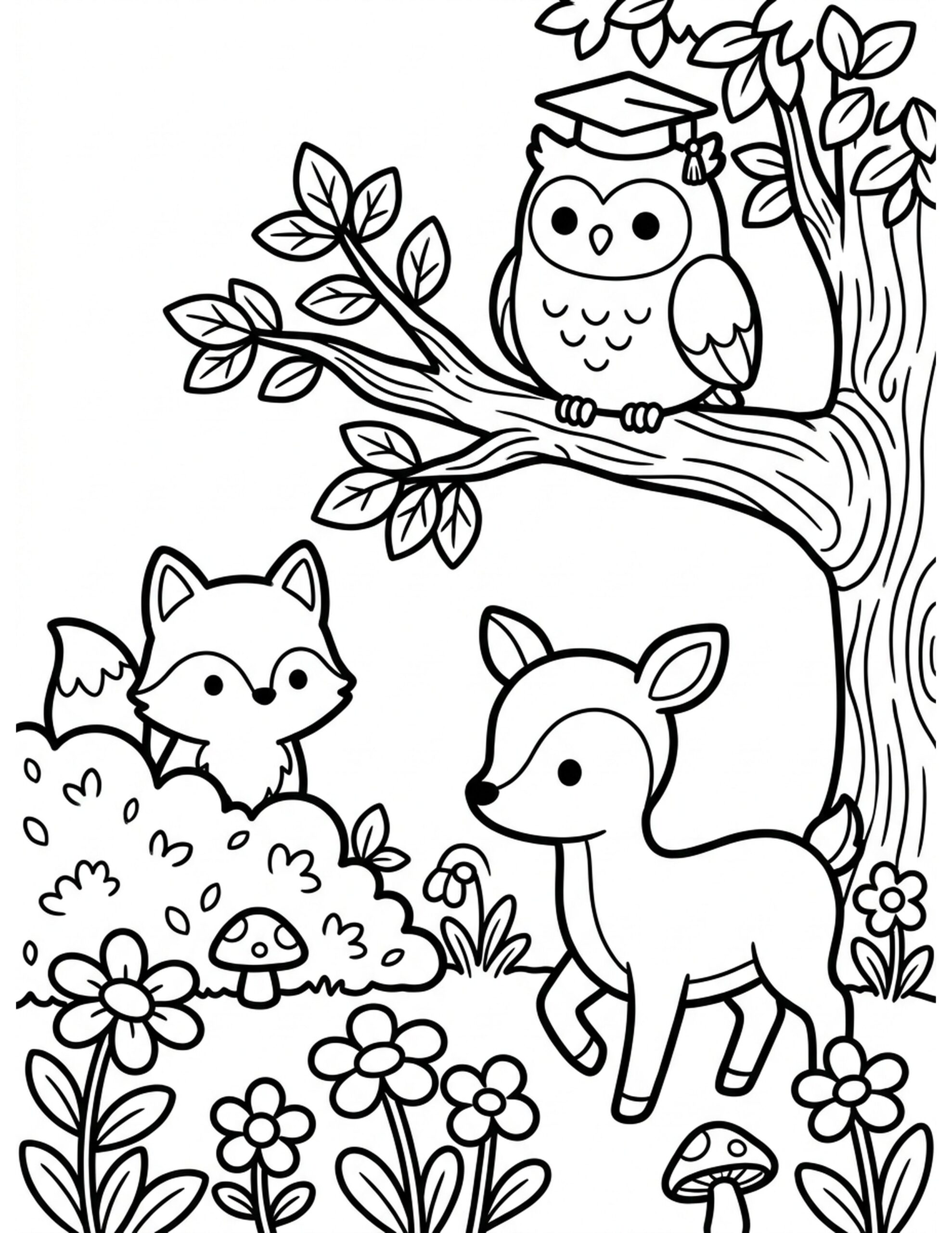 Enchanted Forest Animals Coloring Page