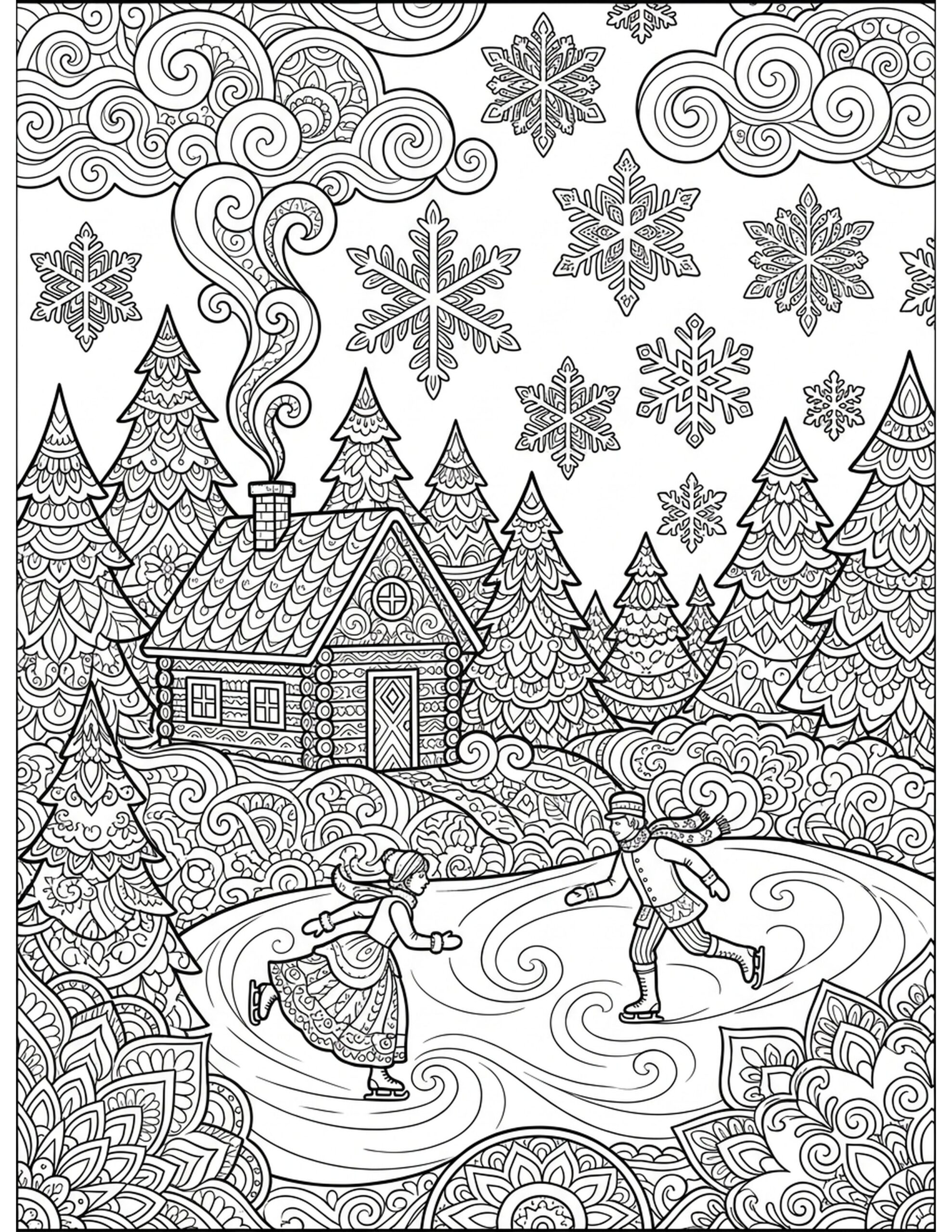 Magical Winter Wonderland Coloring Page