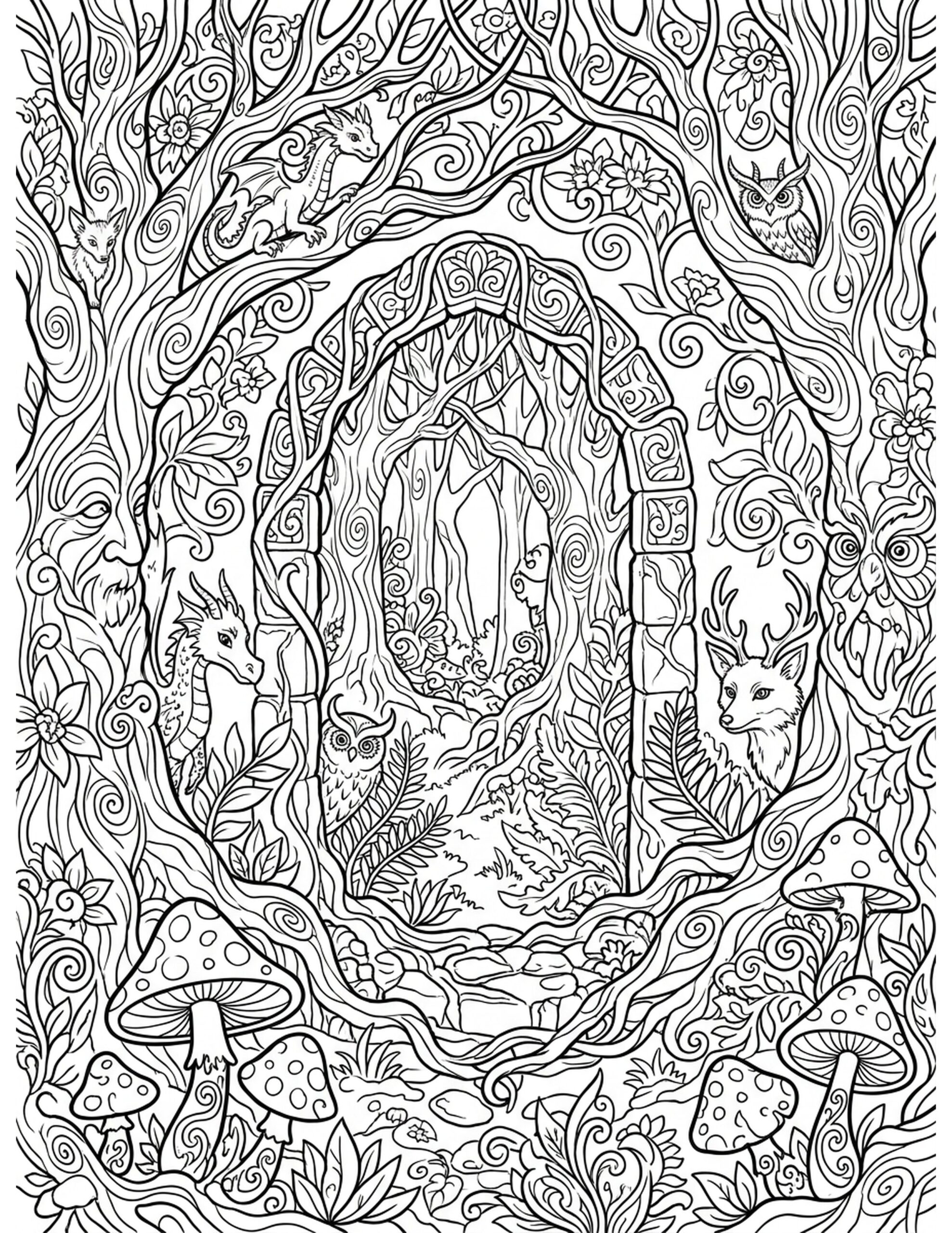 Enchanted Forest Entrance Coloring Page