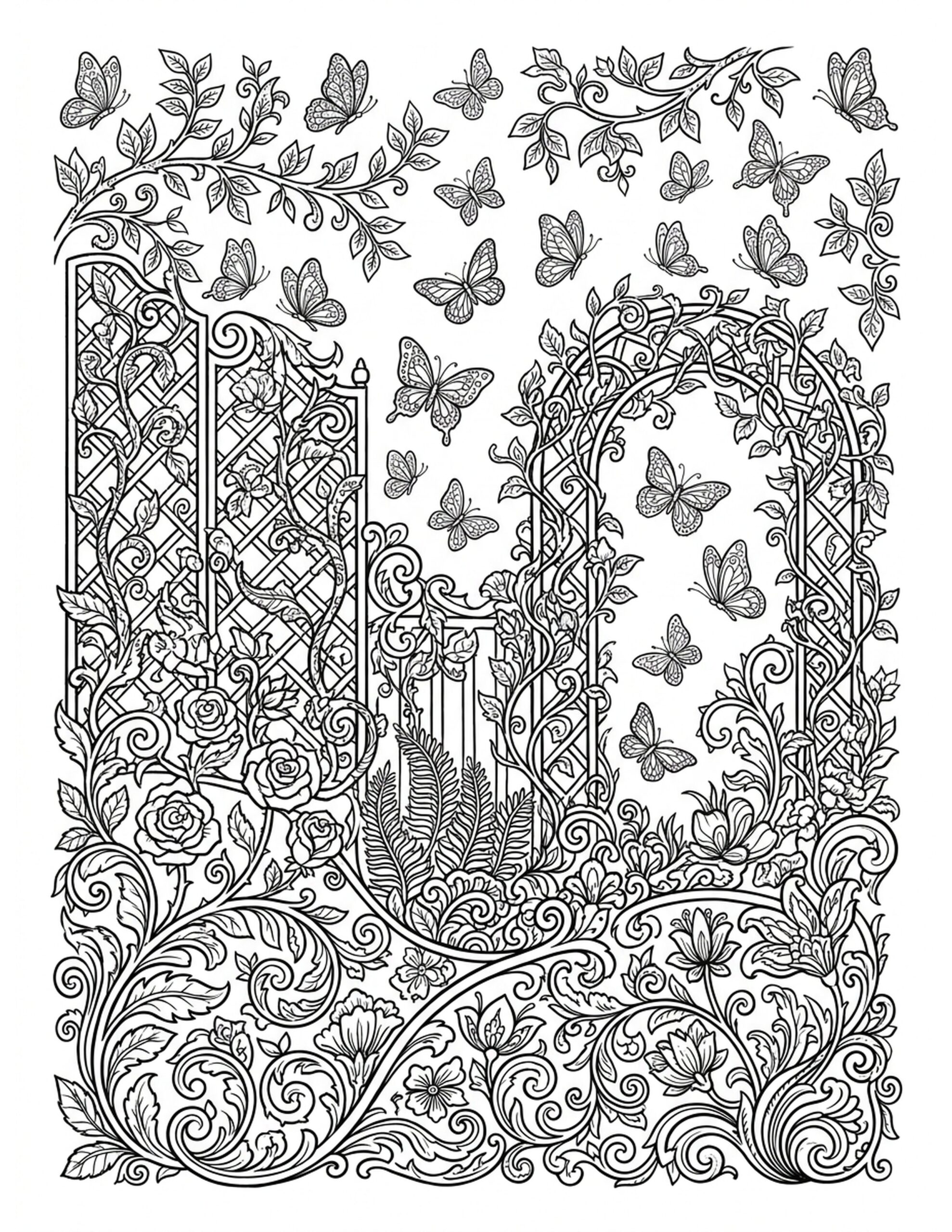 Vintage Botanical Garden Coloring Page