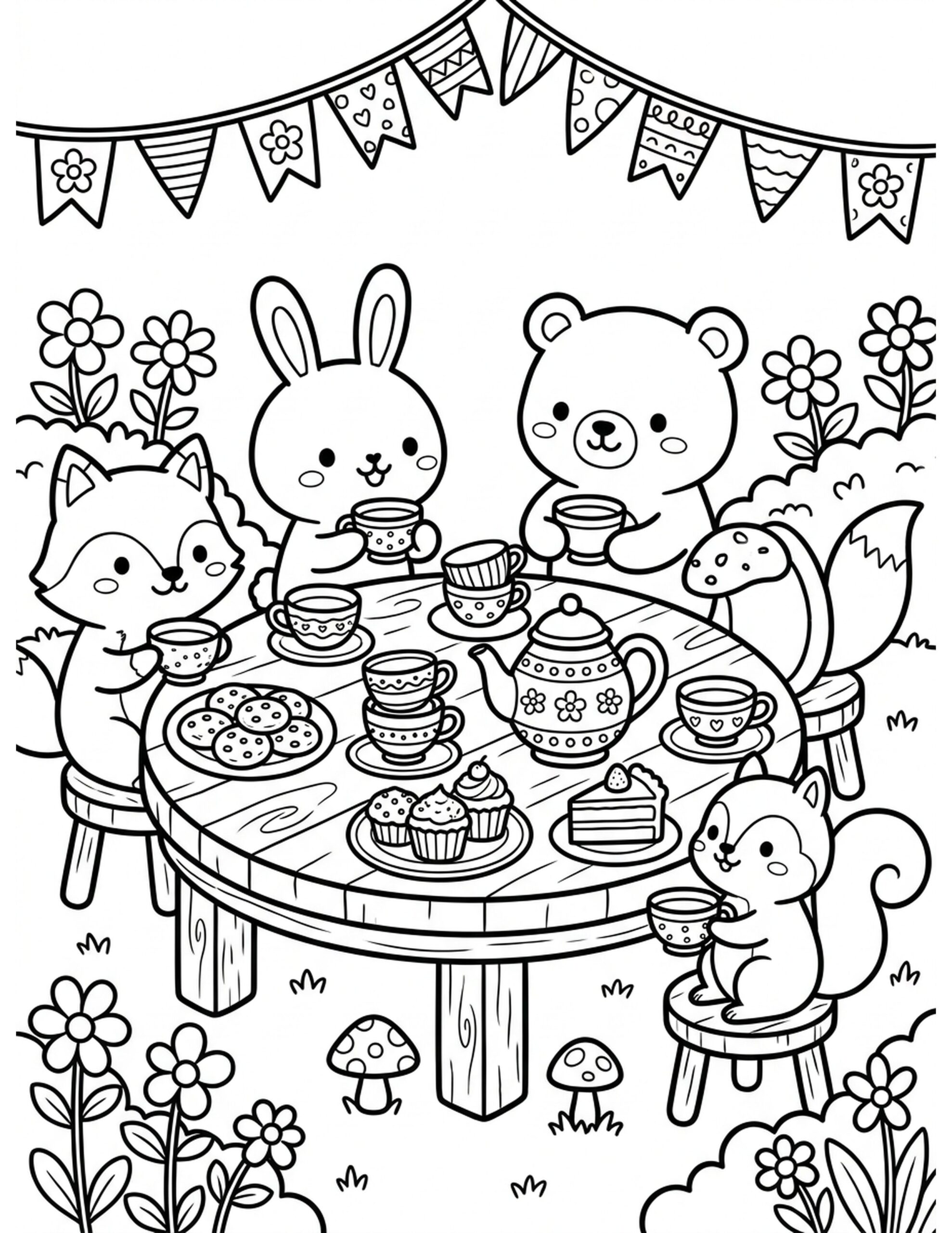 Blissful Tea Time Coloring Page