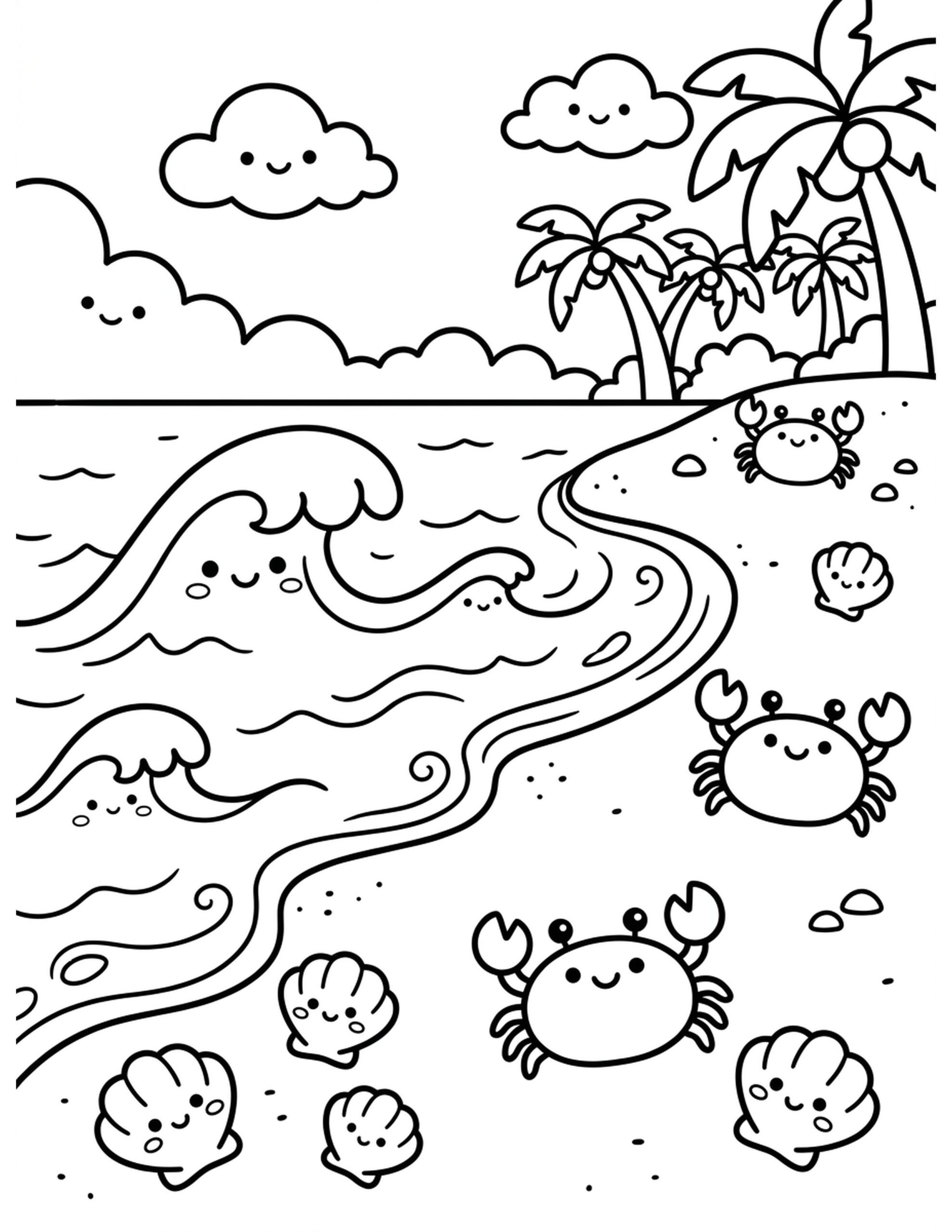 Calm Ocean Waves Coloring Page