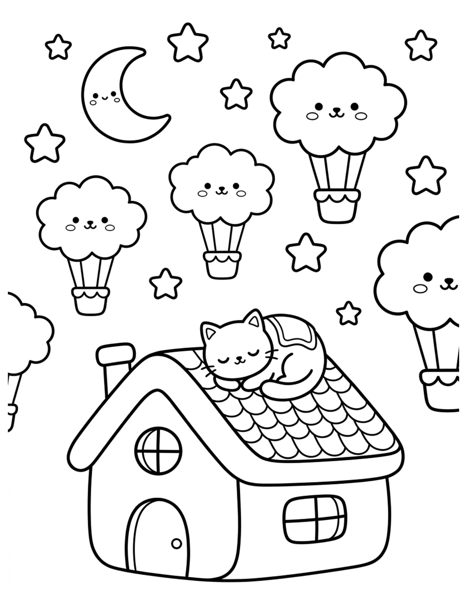 Dreamy Night Sky Coloring Page