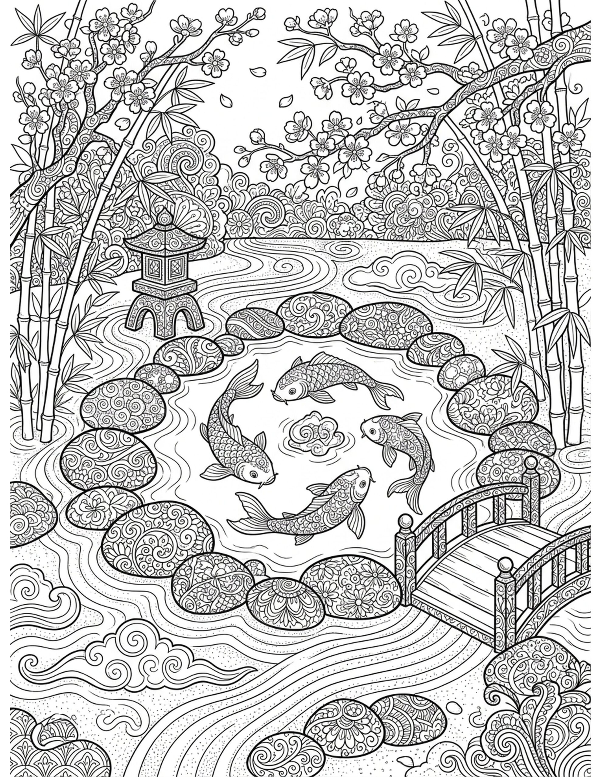 Gentle Zen Garden Coloring Page