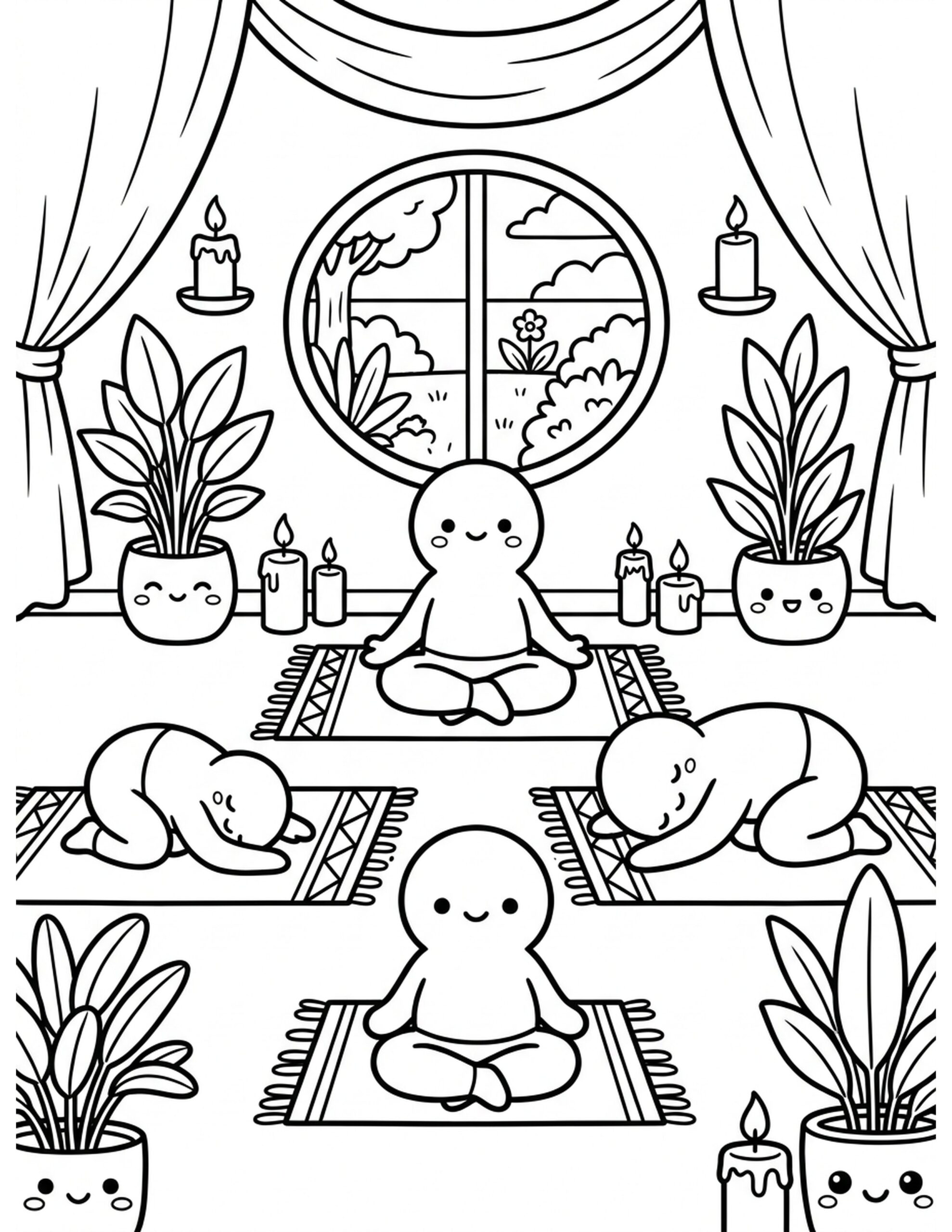 Relaxing Yoga Studio Coloring Page