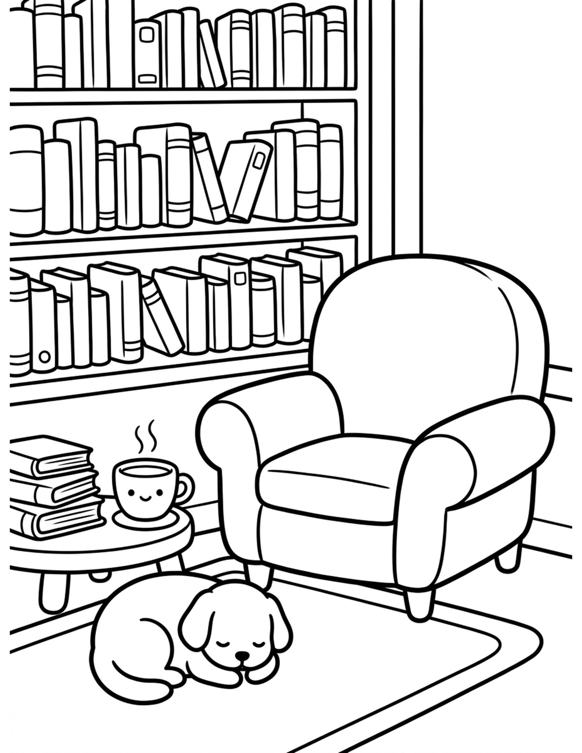 Comforting Reading Nook Coloring Page