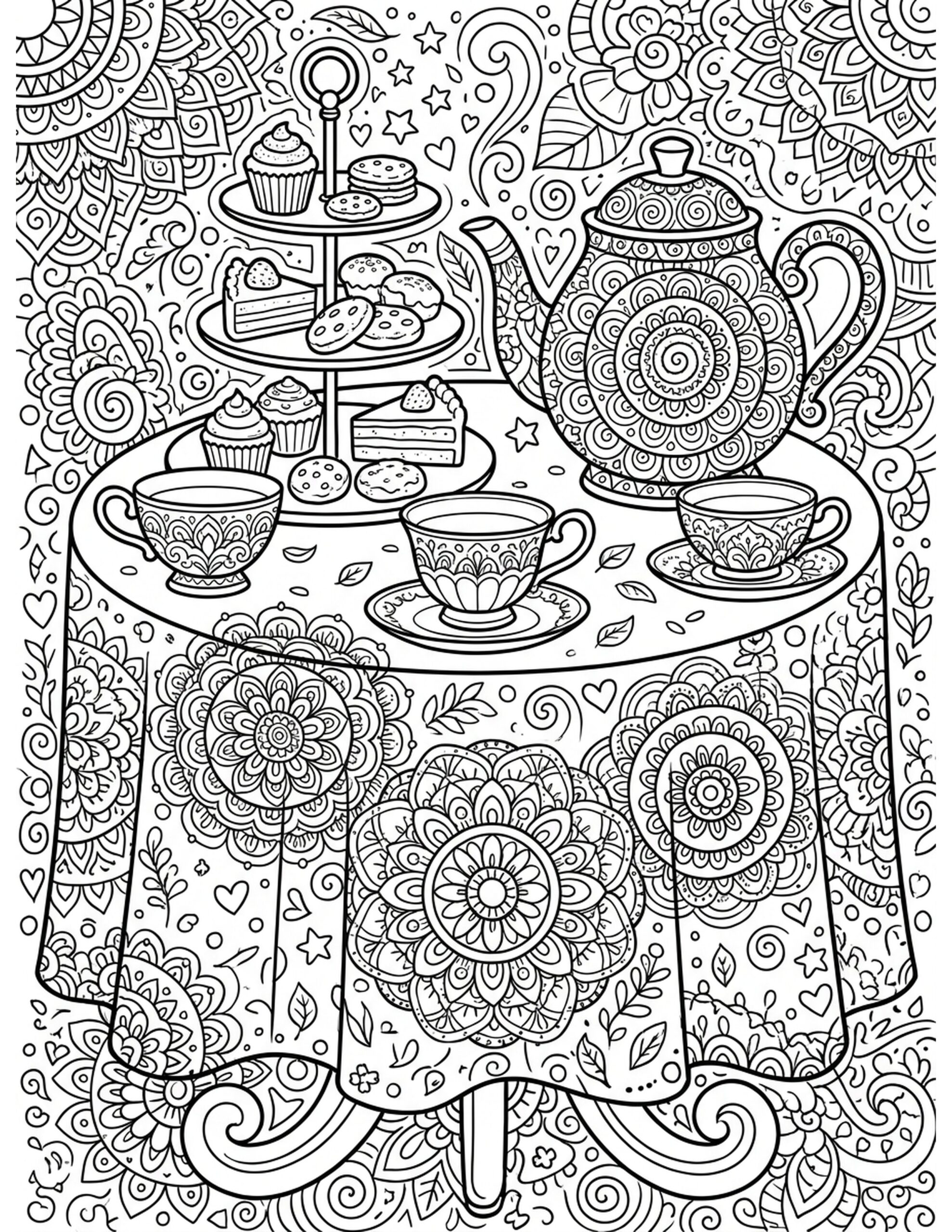Mandala Tea Time Coloring Page
