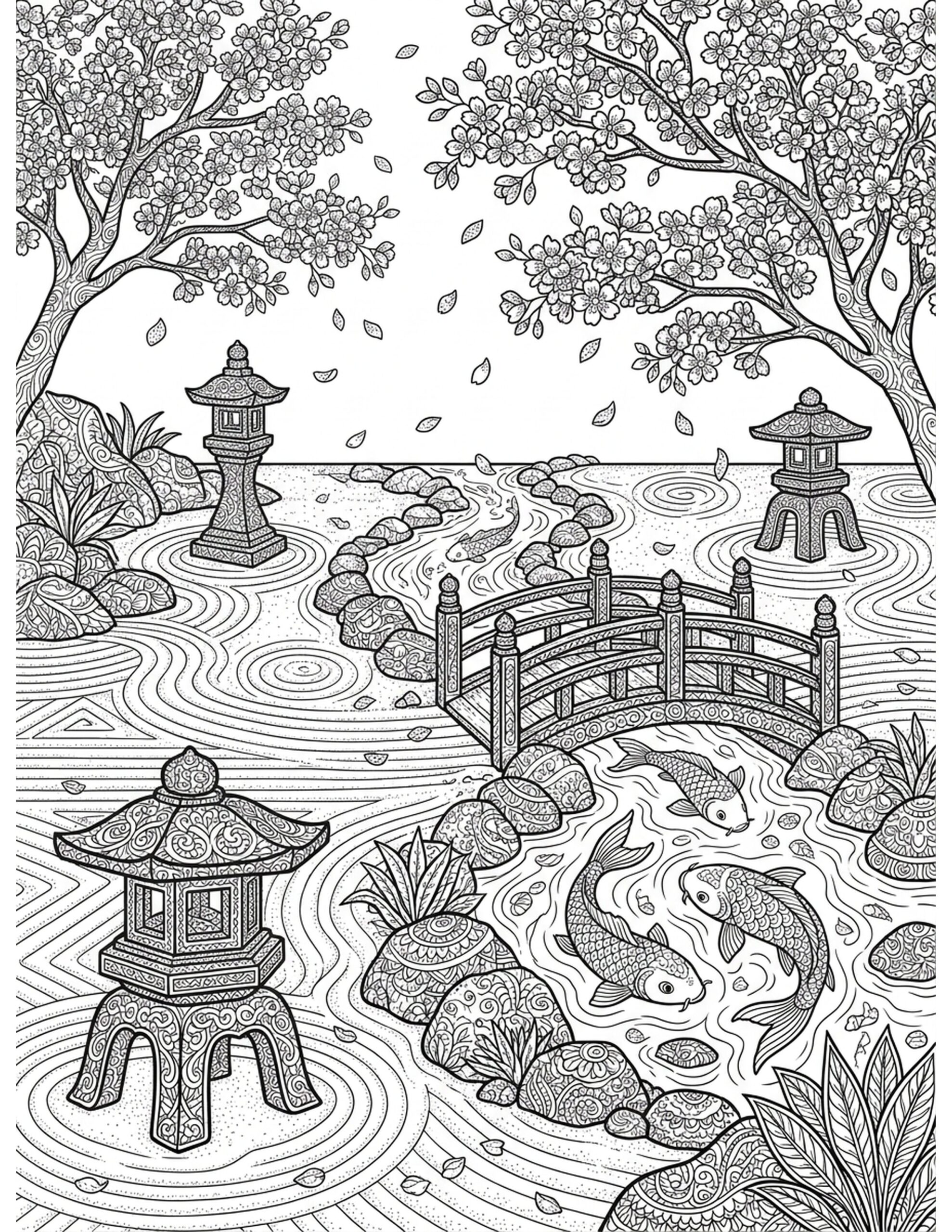 Zen Garden Delights Coloring Page