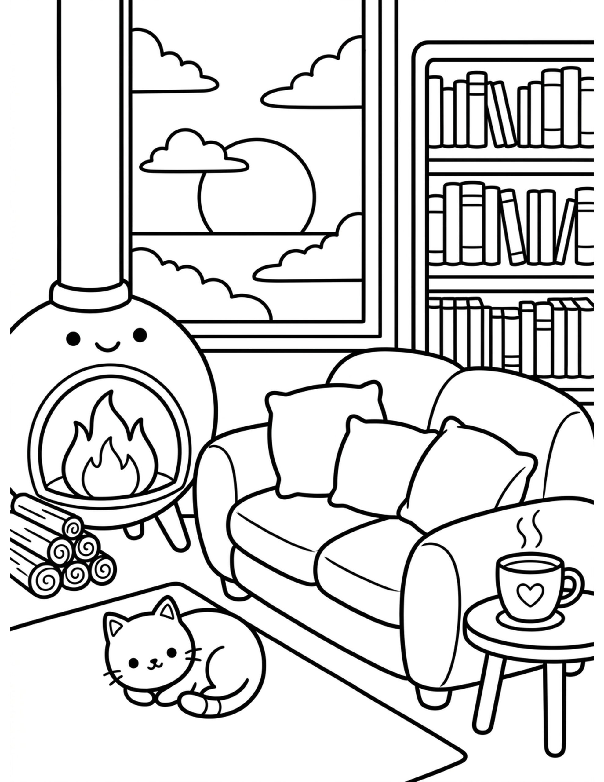 Cozy Home Retreat Coloring Page
