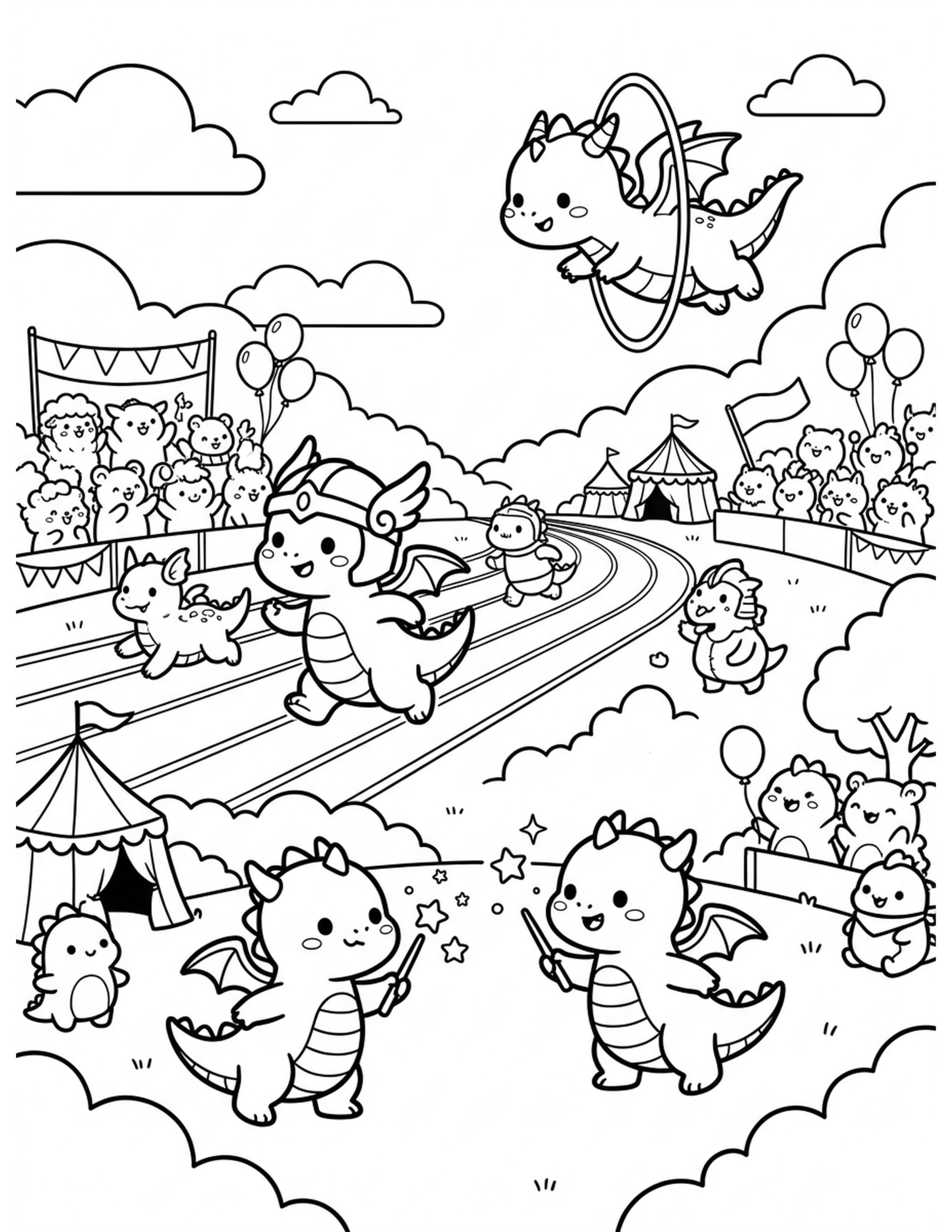 Dragon Sports Festival Coloring Page
