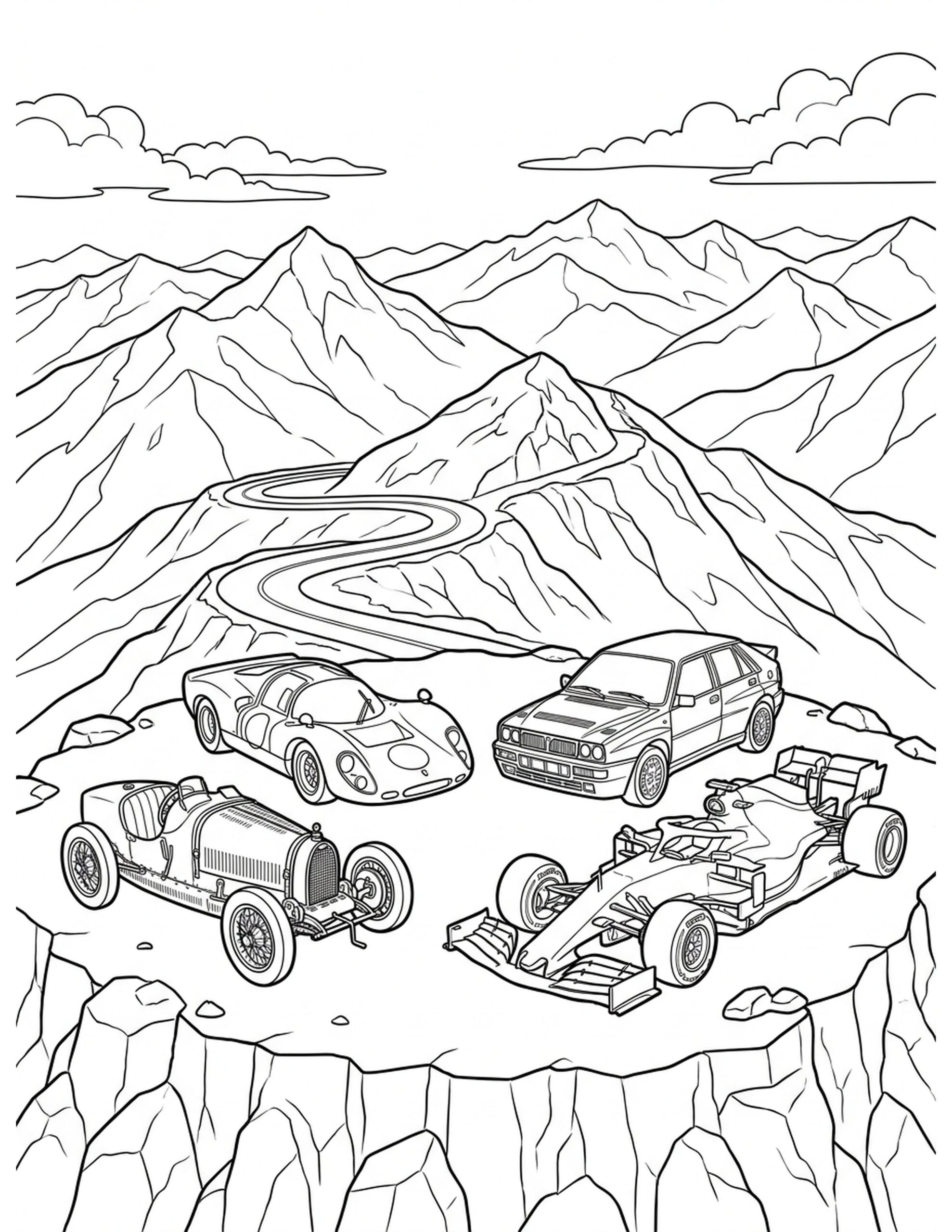 Racing Legends Summit Coloring Page