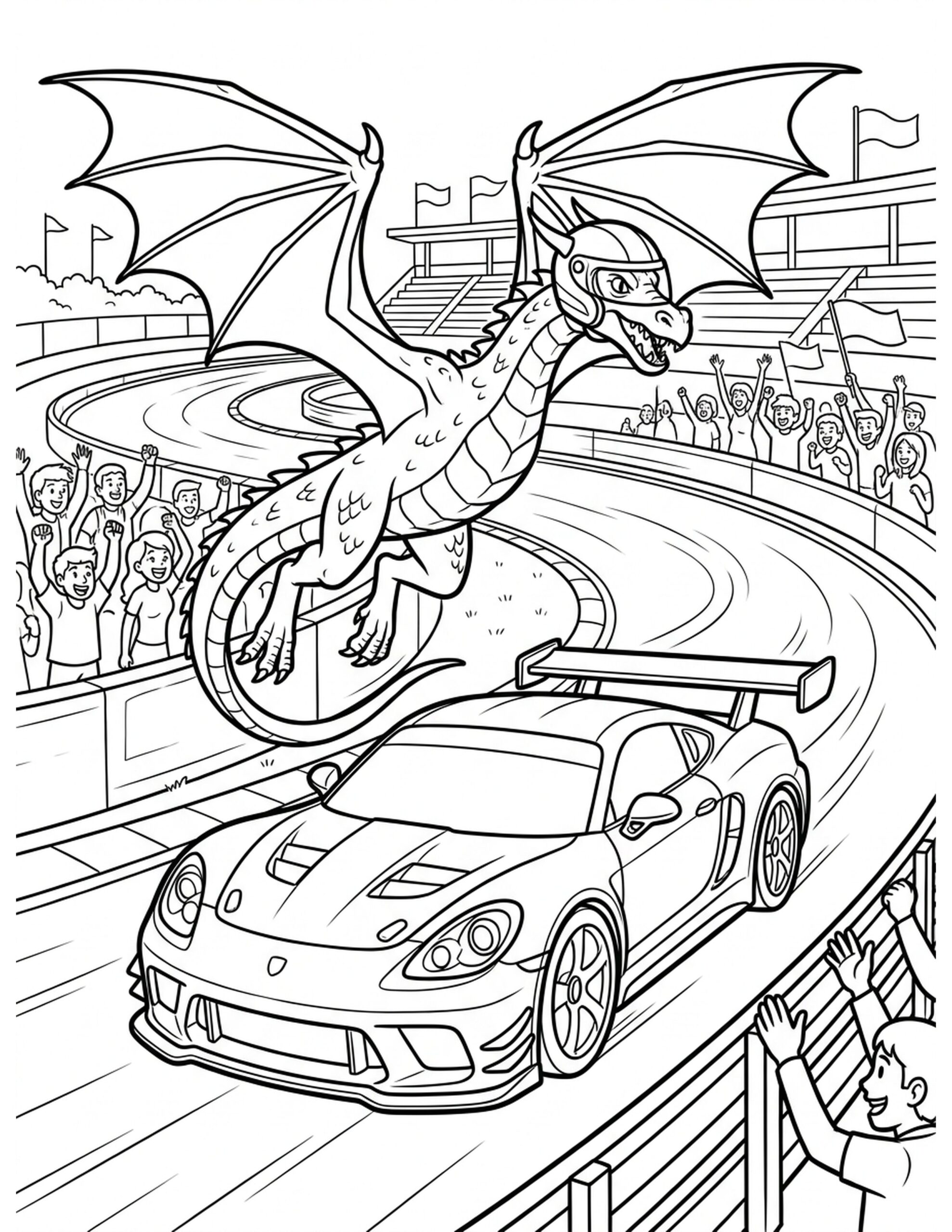 Dragon Racer Coloring Page