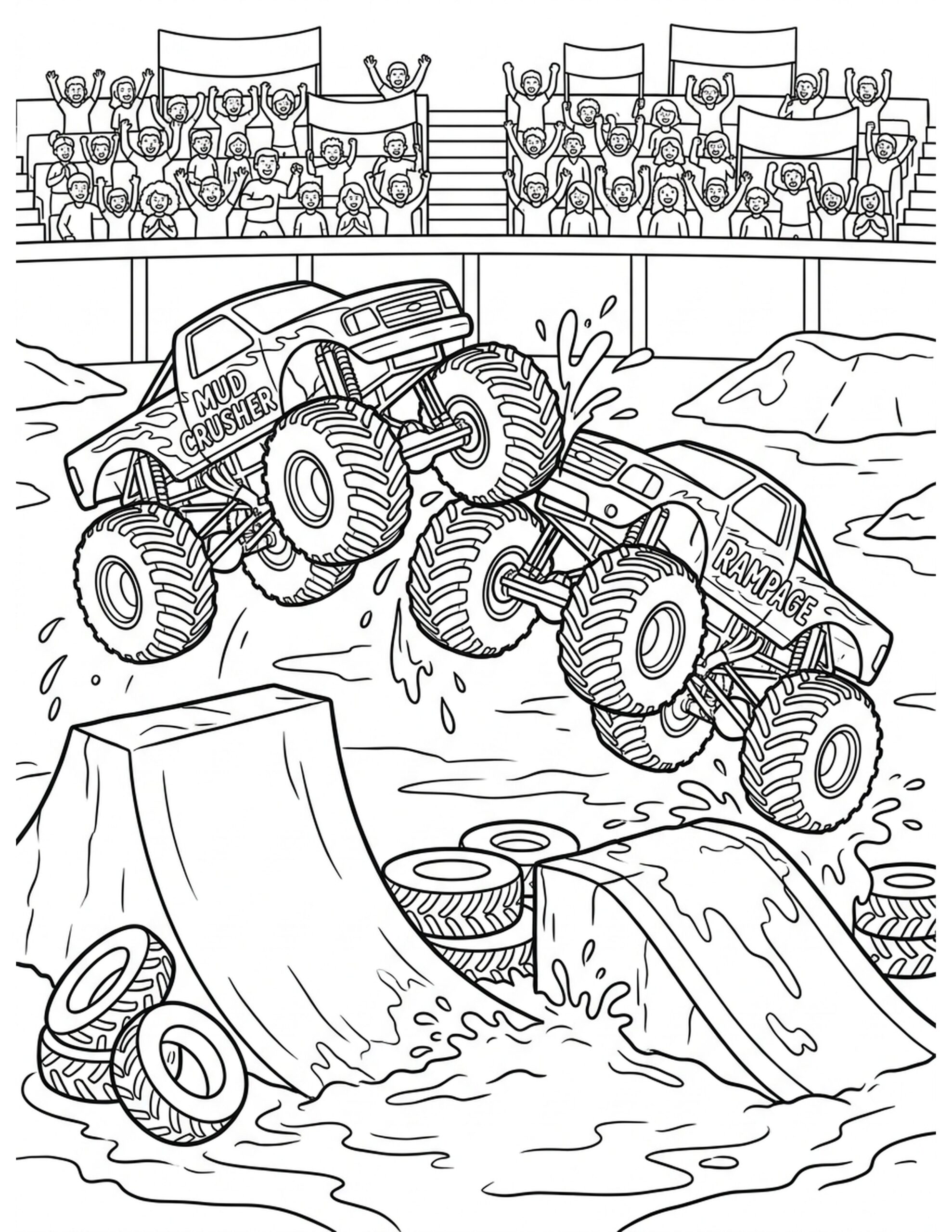 Ultimate Monster Truck Showdown Coloring Page