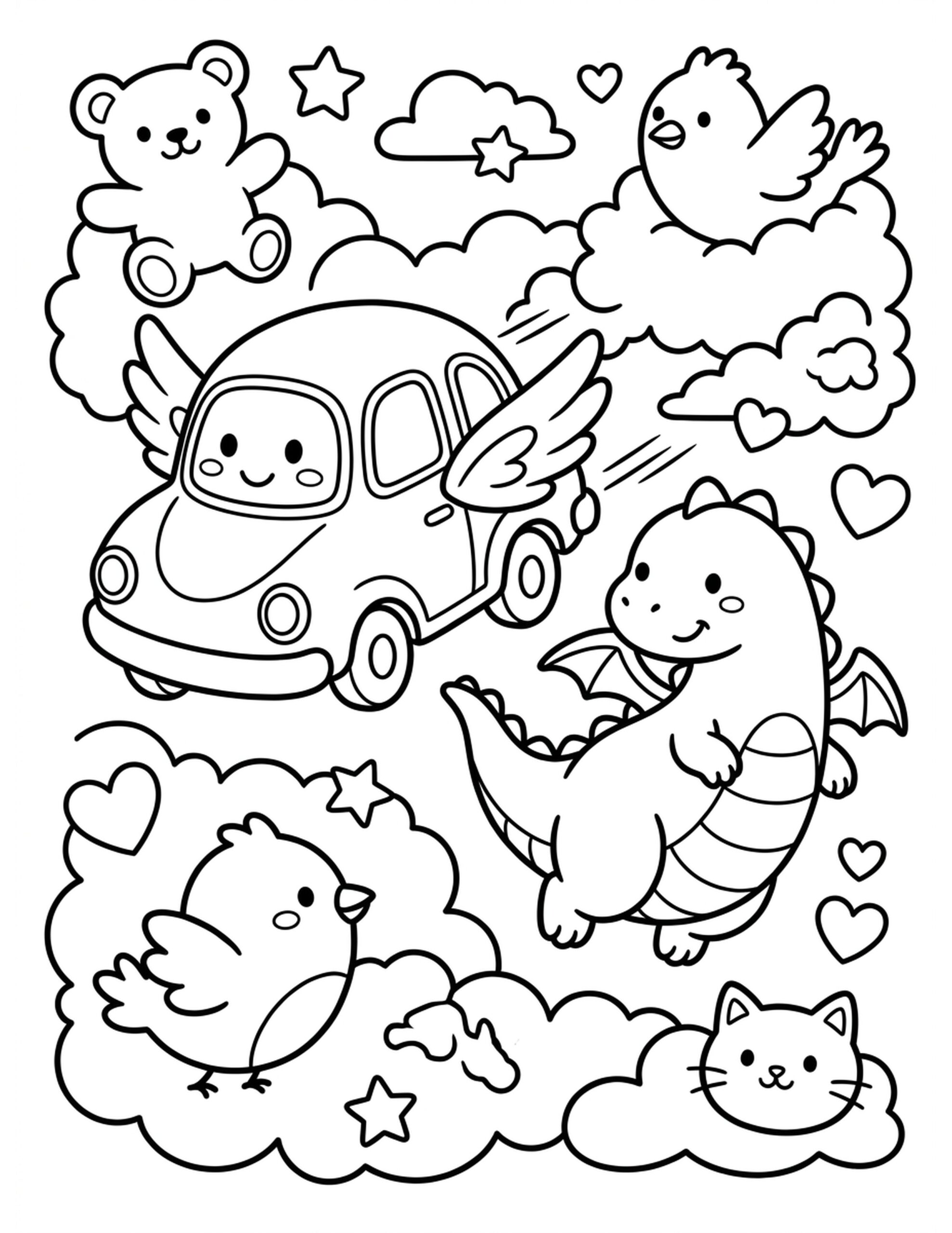 Racing Through the Clouds Coloring Page