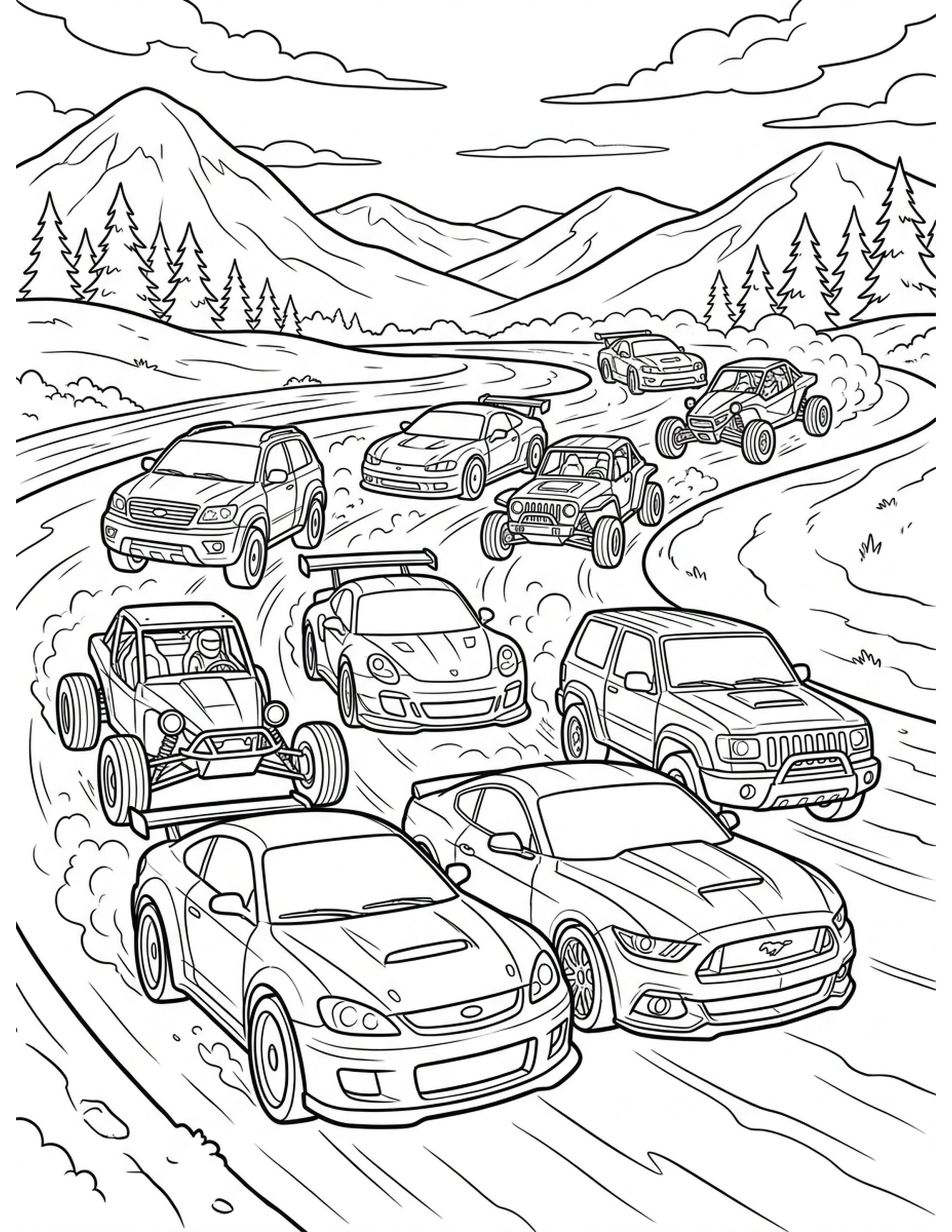 The Great Race Coloring Page