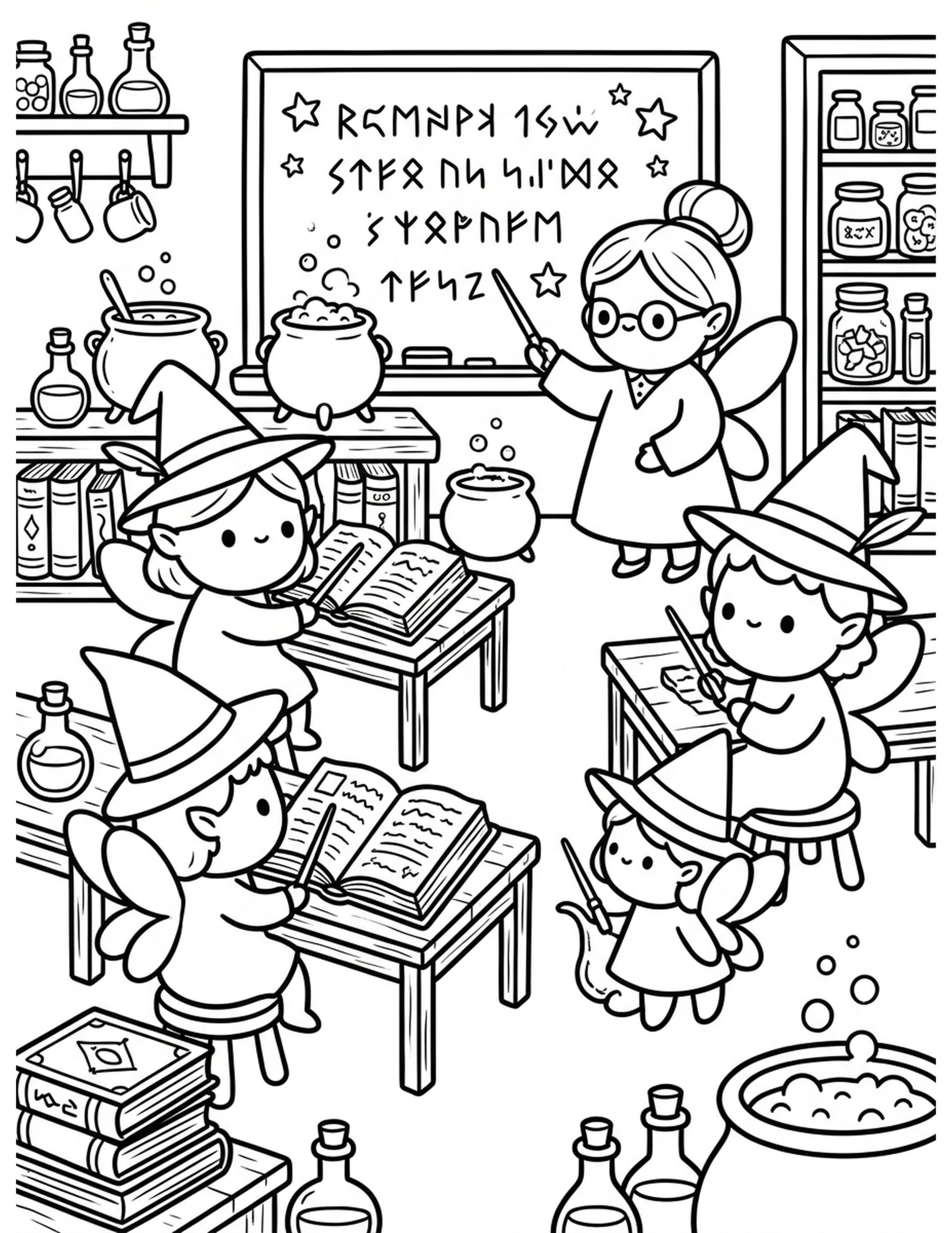 Fairy School of Magic Coloring Page