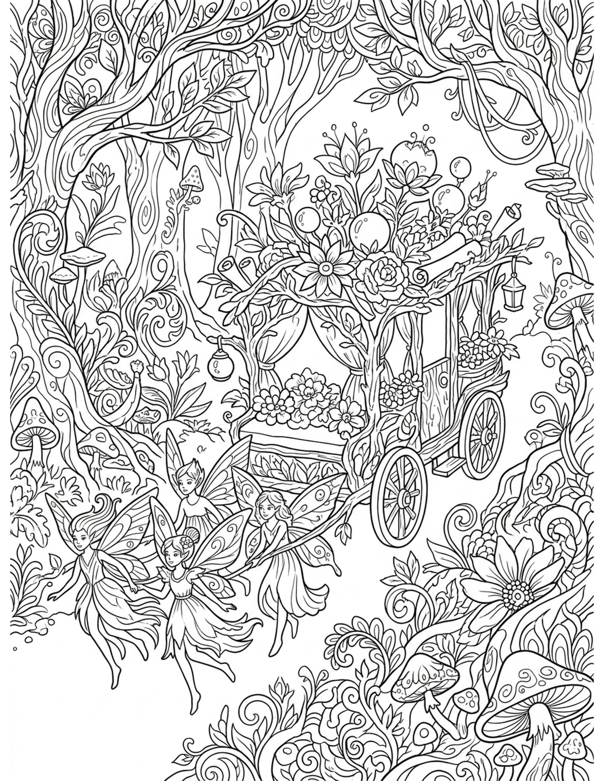 Flower Caravan Adventure Coloring Page