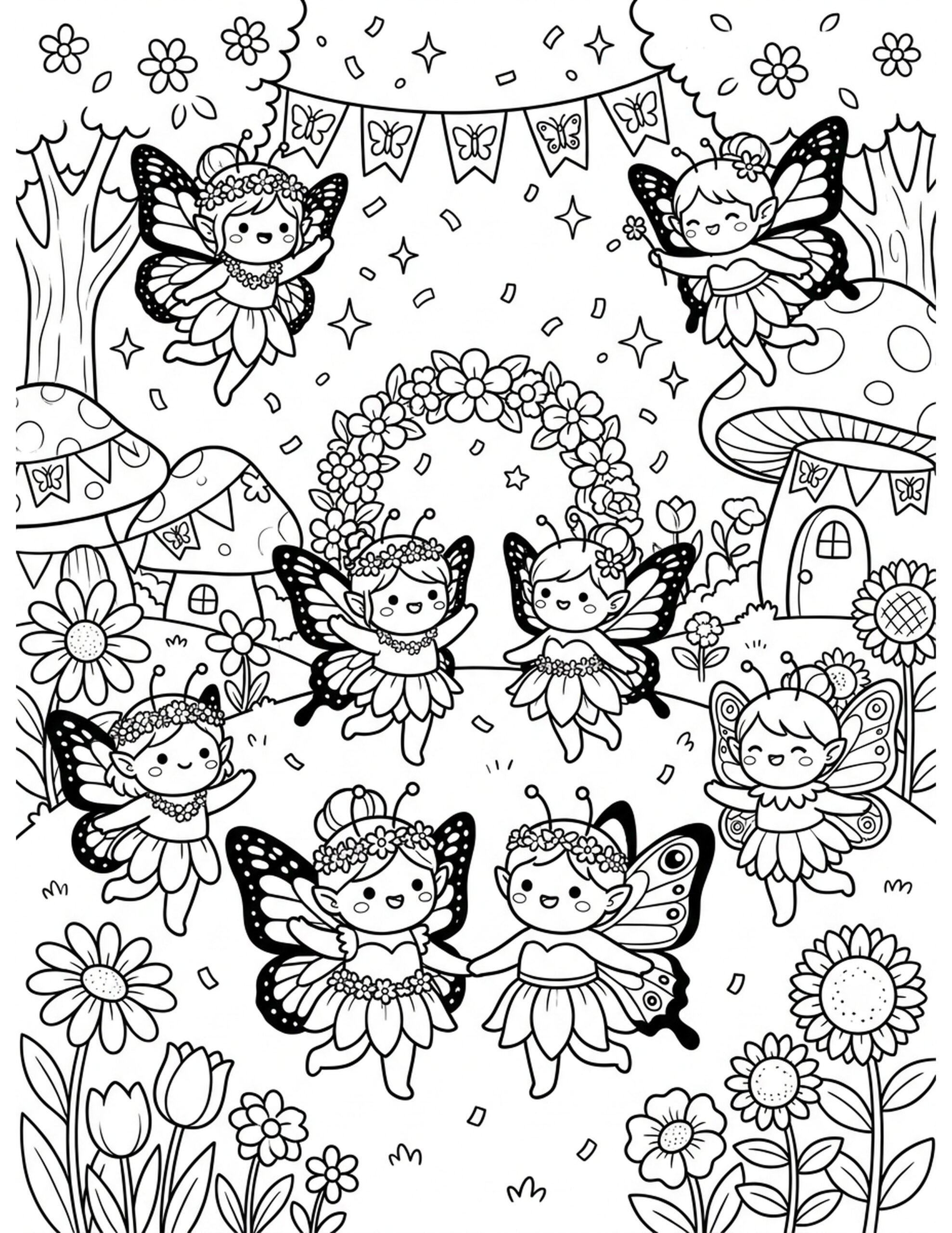 Butterfly Fairy Festival Coloring Page