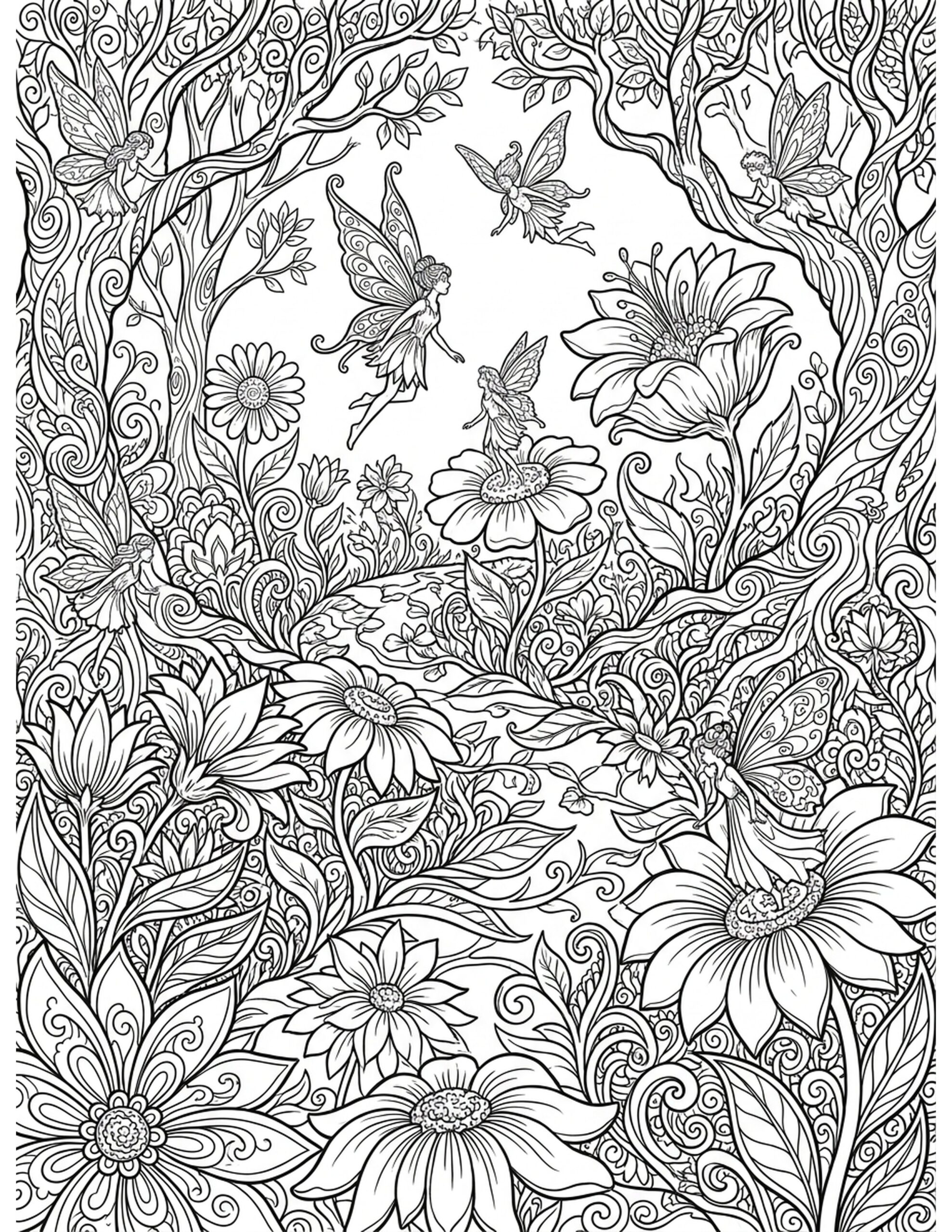 Enchanted Flower Path Coloring Page