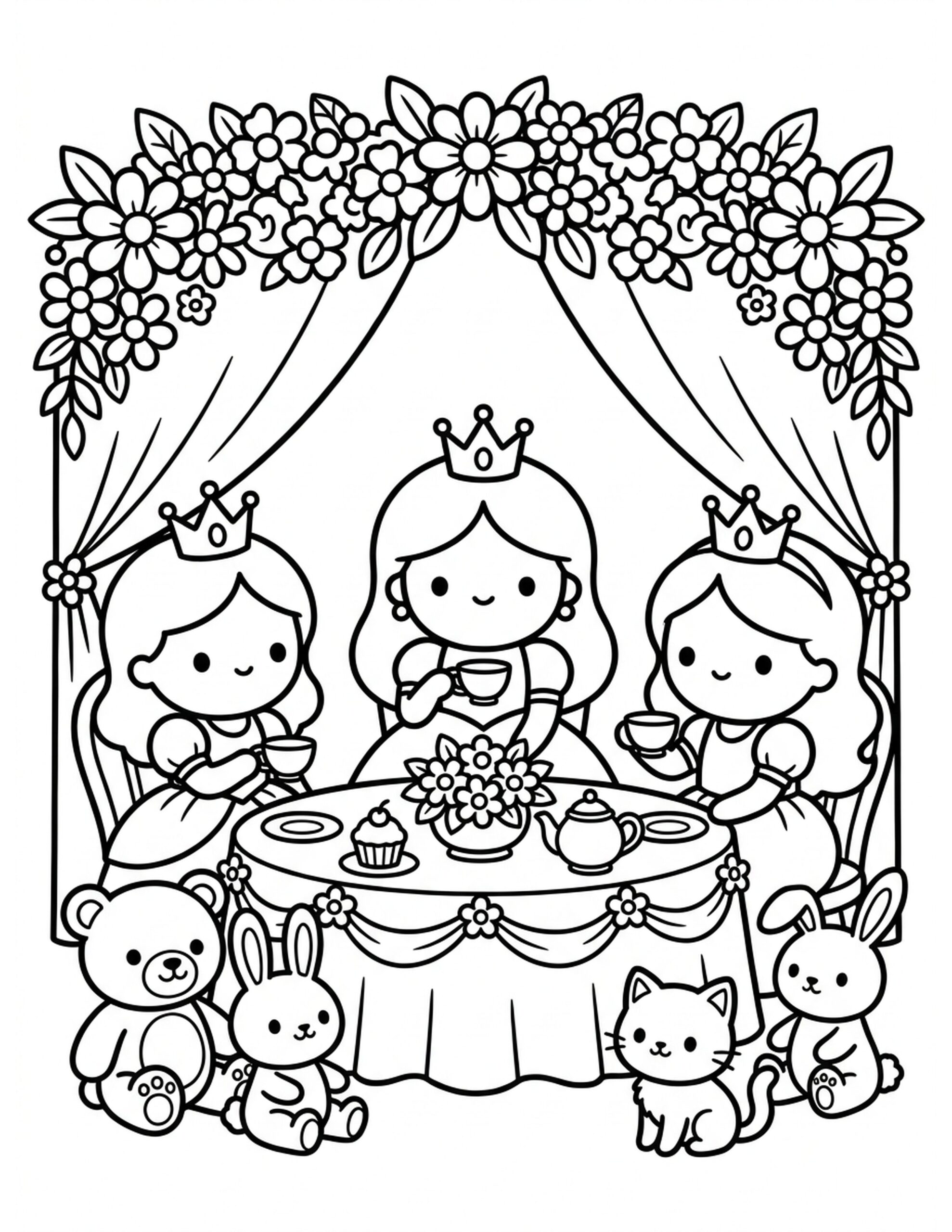 Princess Tea Party Coloring Page