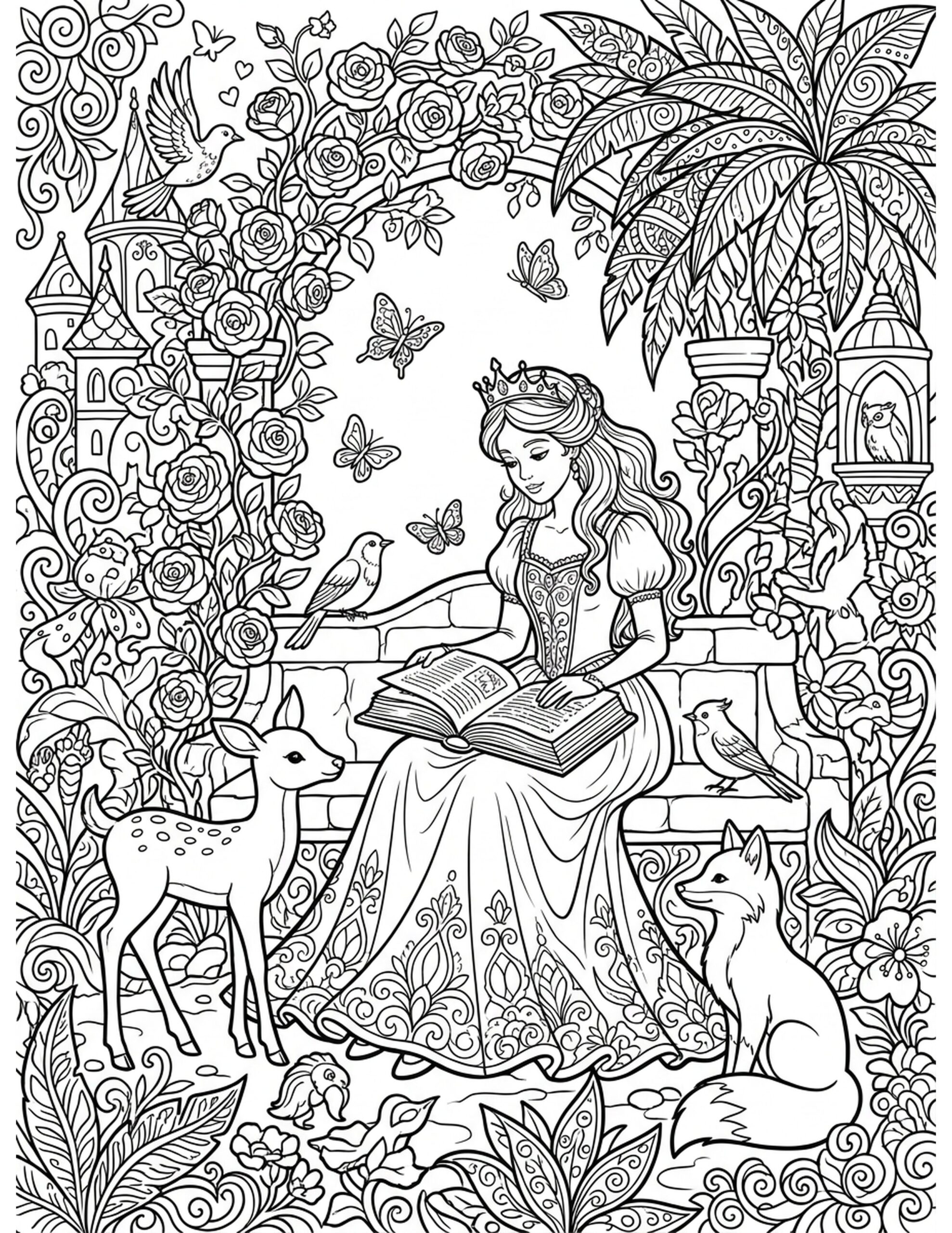 Princess’s Secret Garden Coloring Page