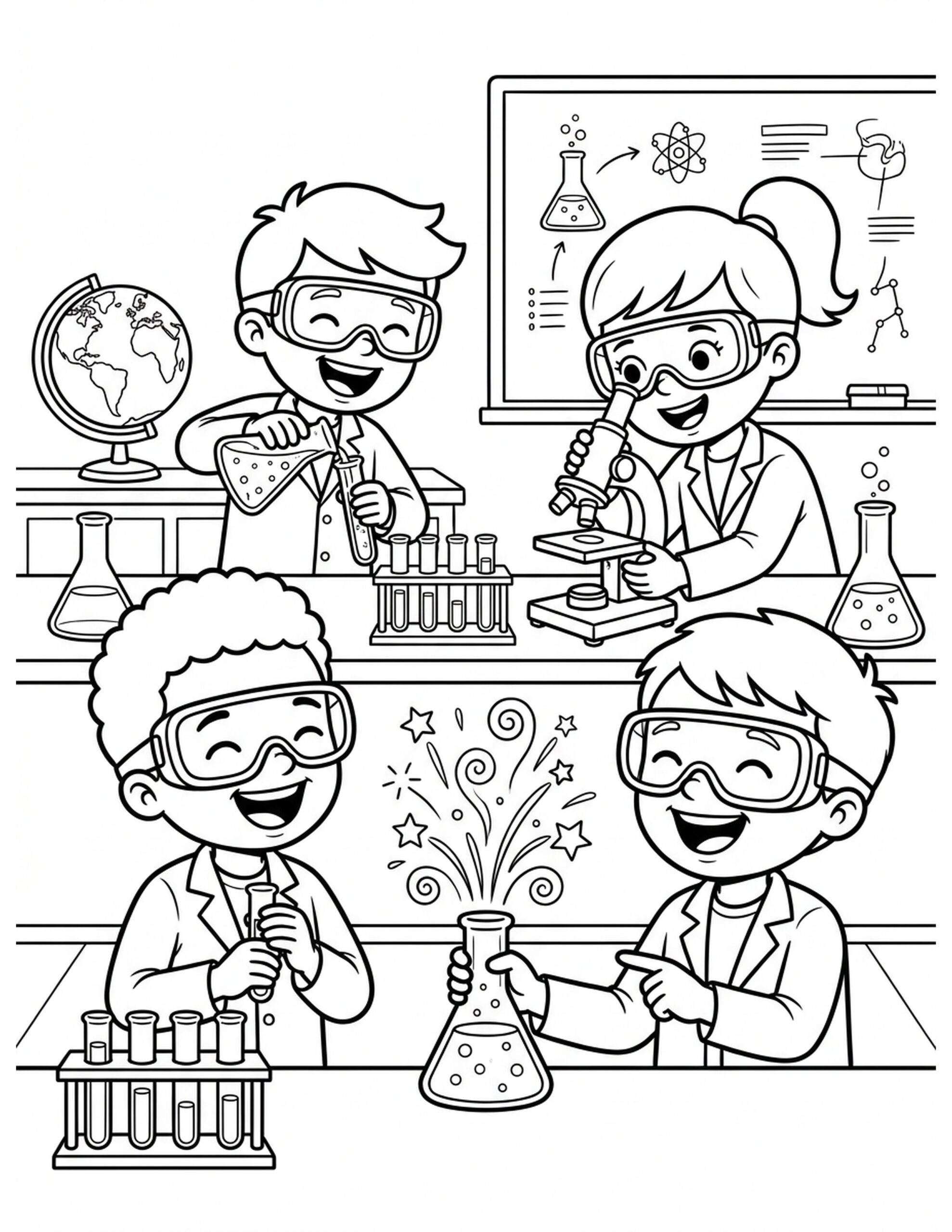Adventure in Science Lab Coloring Page