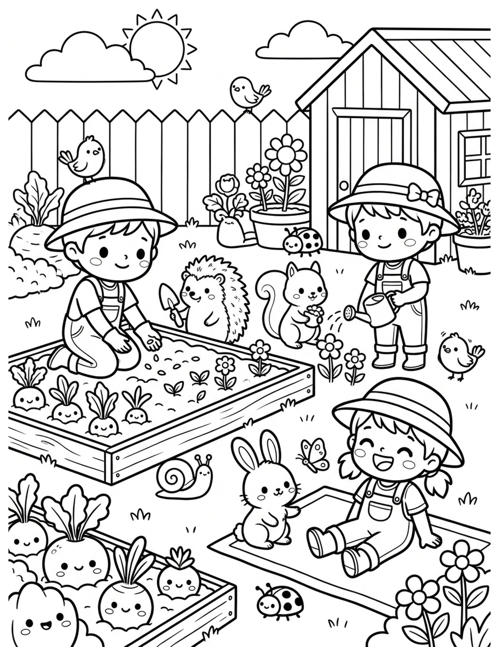 Gardening for Green Thumbs Coloring Page