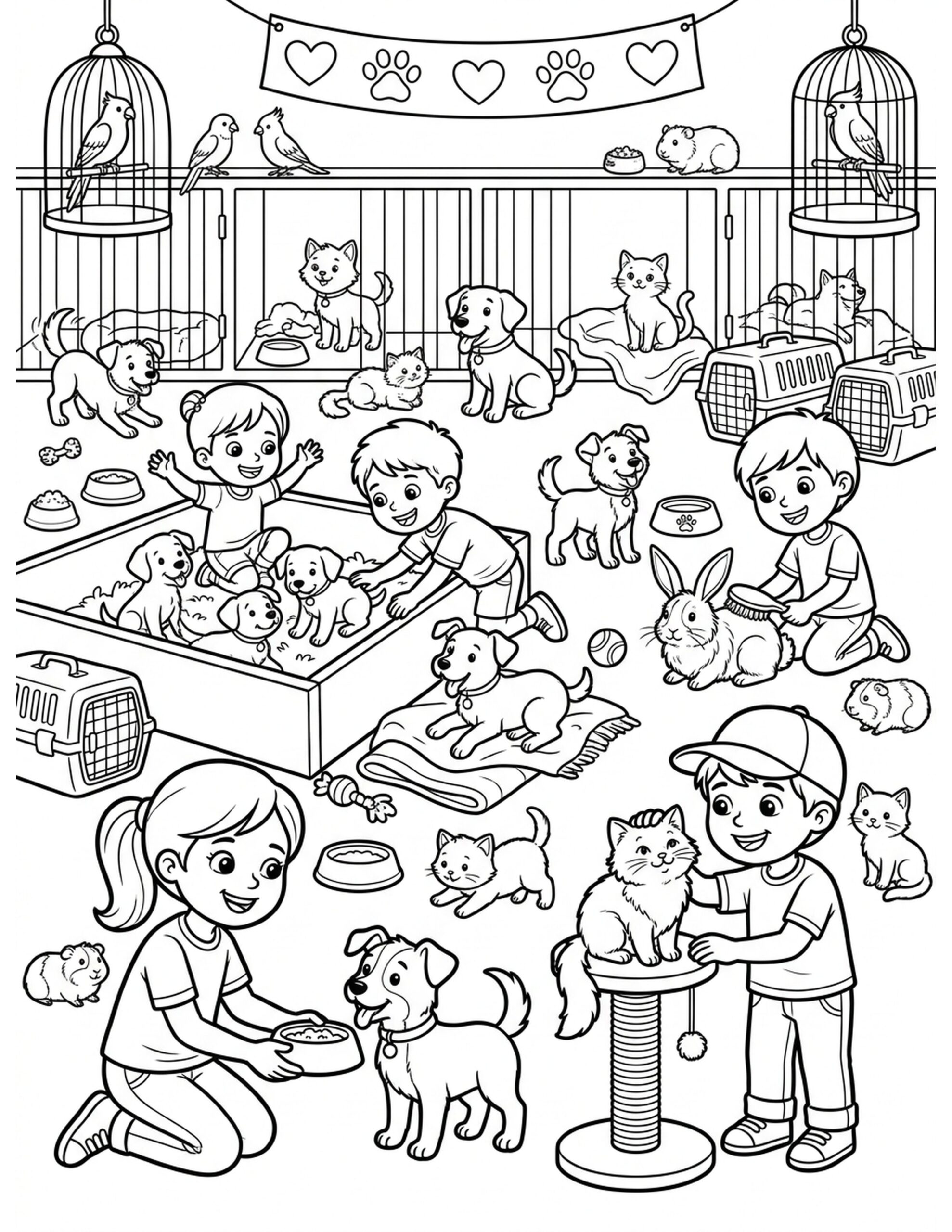 Caring for Animals Coloring Page