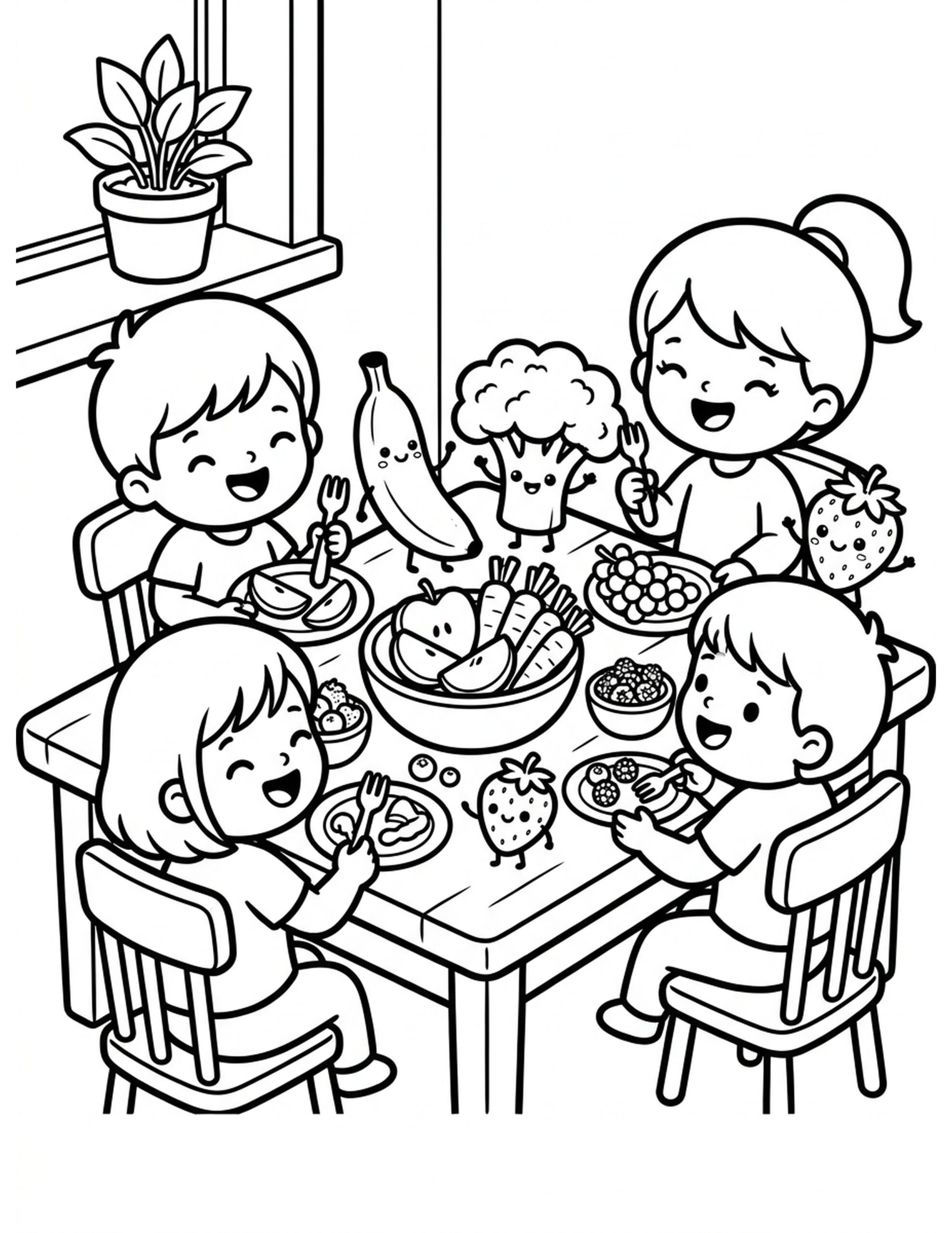 Healthy Snack Time Coloring Page