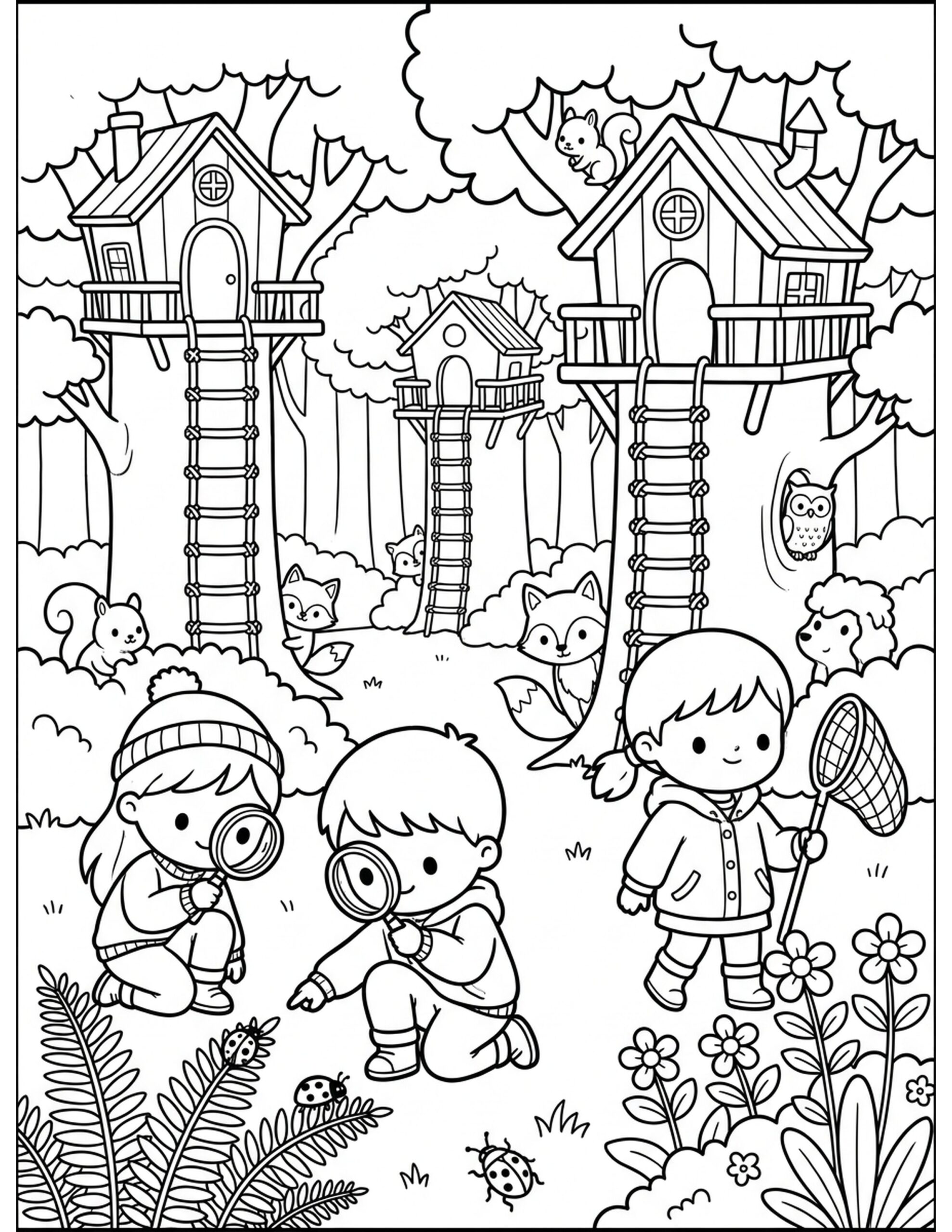 Nature Exploration Coloring Page