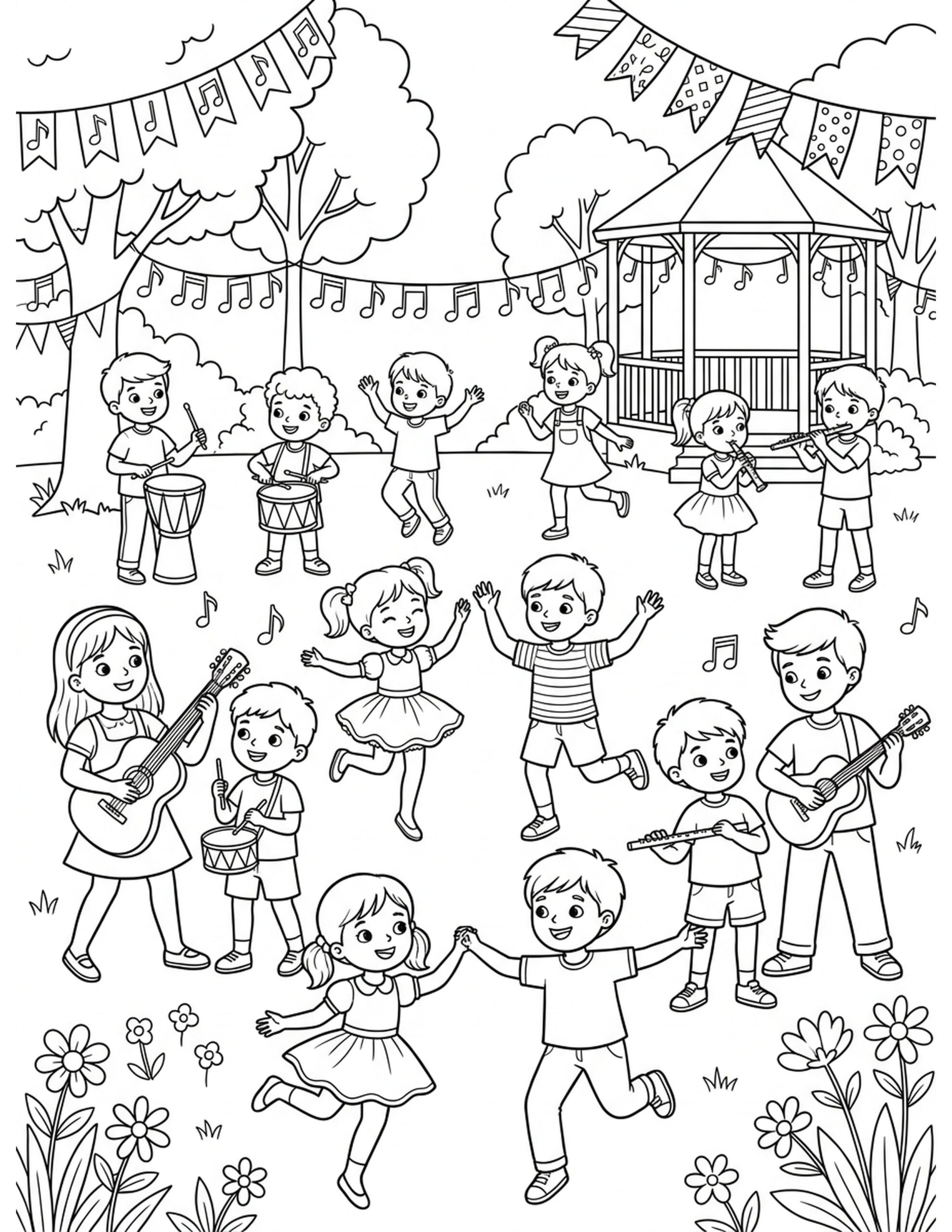 Music and Dance Festival Coloring Page
